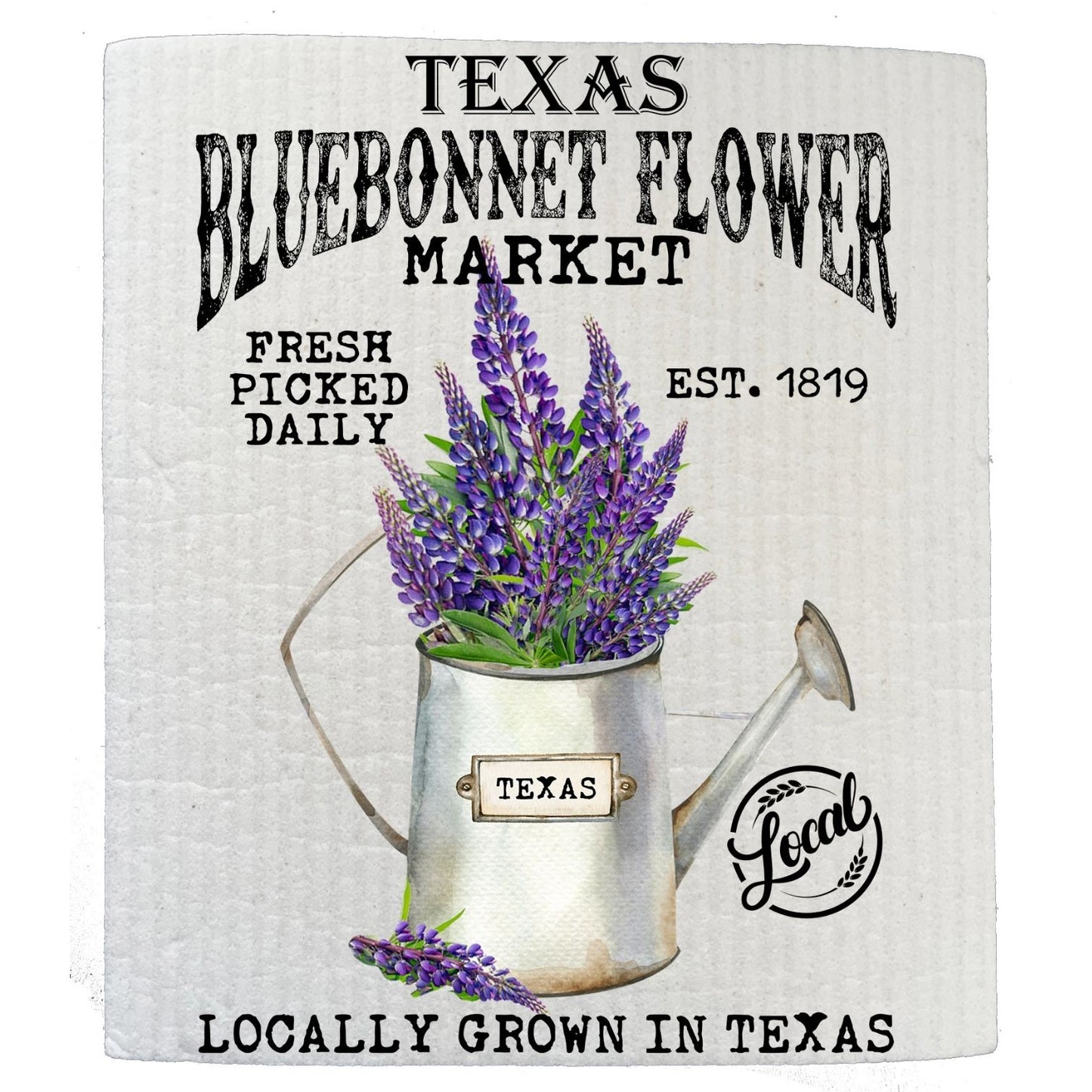 Texas State Flower Bluebonnet Souvenir Kitchen SWEDISH DISH CLOTH | Jessy Lane