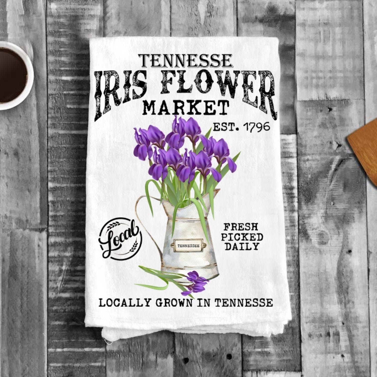 Tennessee State Flower Iris Souvenir Flour Sack Tea Towel | Jessy Lane