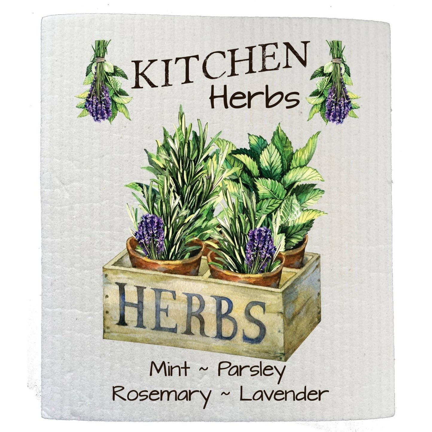 Country Kitchen Herbs Mint Lavender SWEDISH DISH CLOTHS