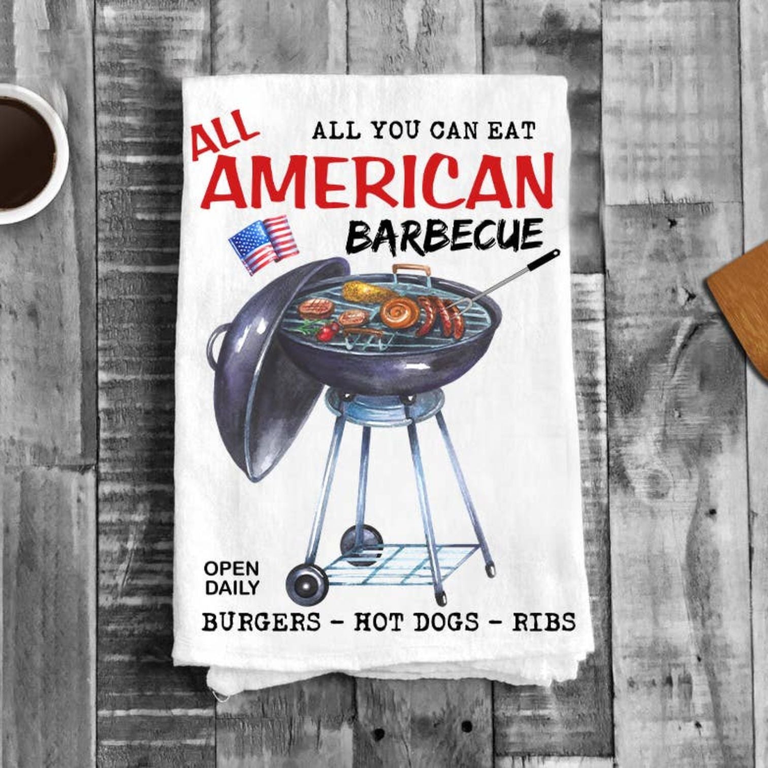 All American Barbecue Patriotic Flour Sack Tea Towel