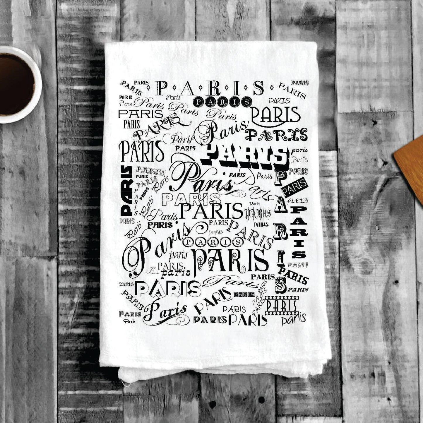 Paris Scatter Words, Cotton Tea Towels