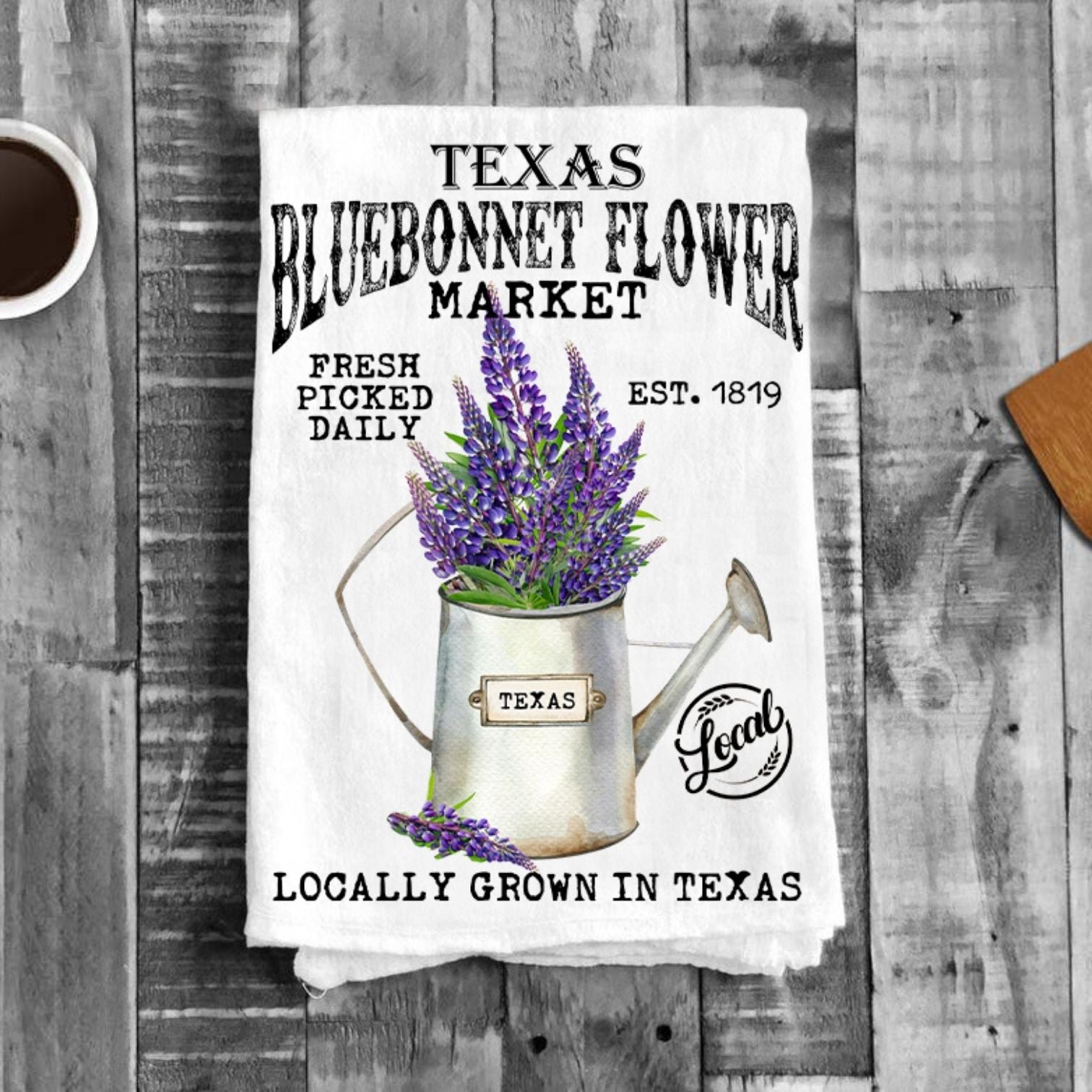 Texas State Flower Bluebonnet Souvenir Flour Sack Tea Towel | Jessy Lane