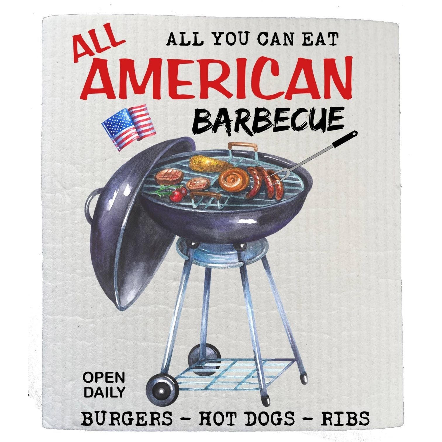 All American Barbecue Patriotic SWEDISH DISH CLOTH