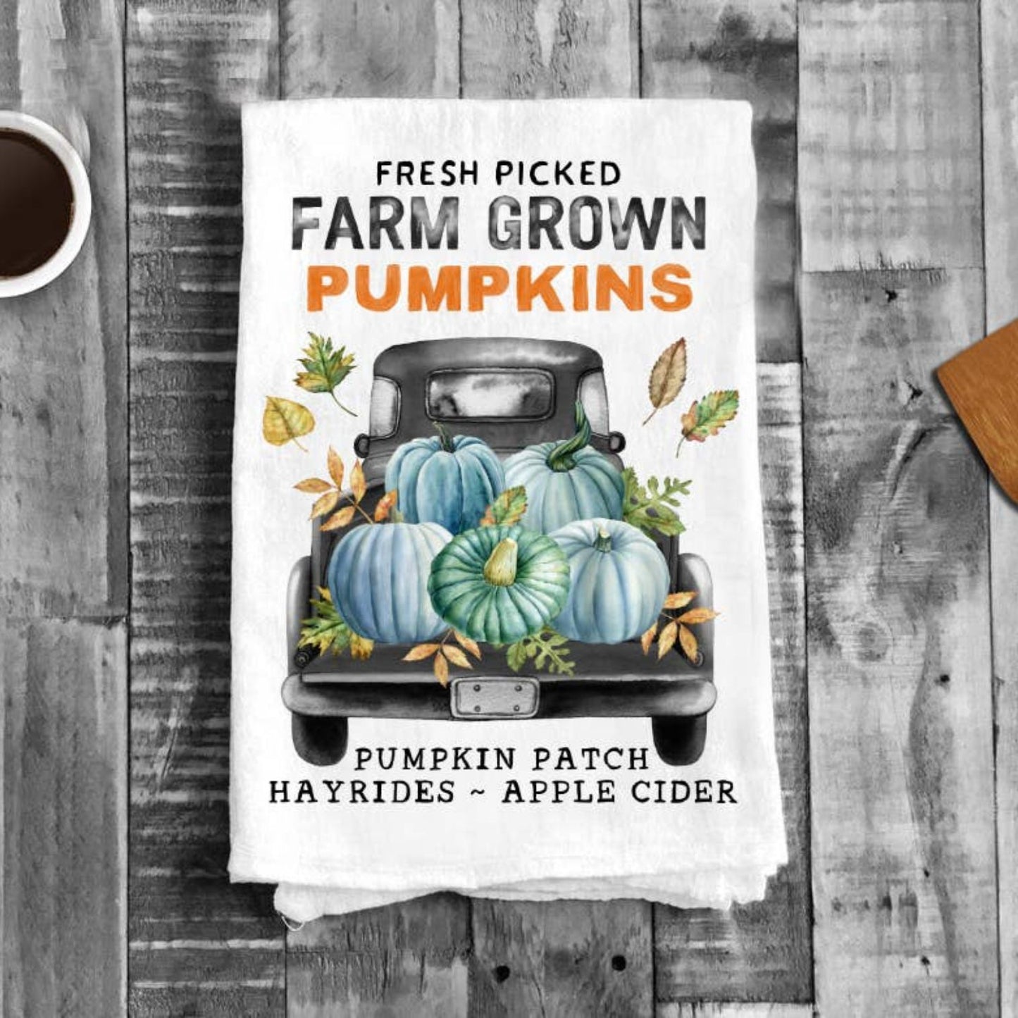Fall Autumn Pumpkin Truck Farm Cotton Tea Towels Kitchen