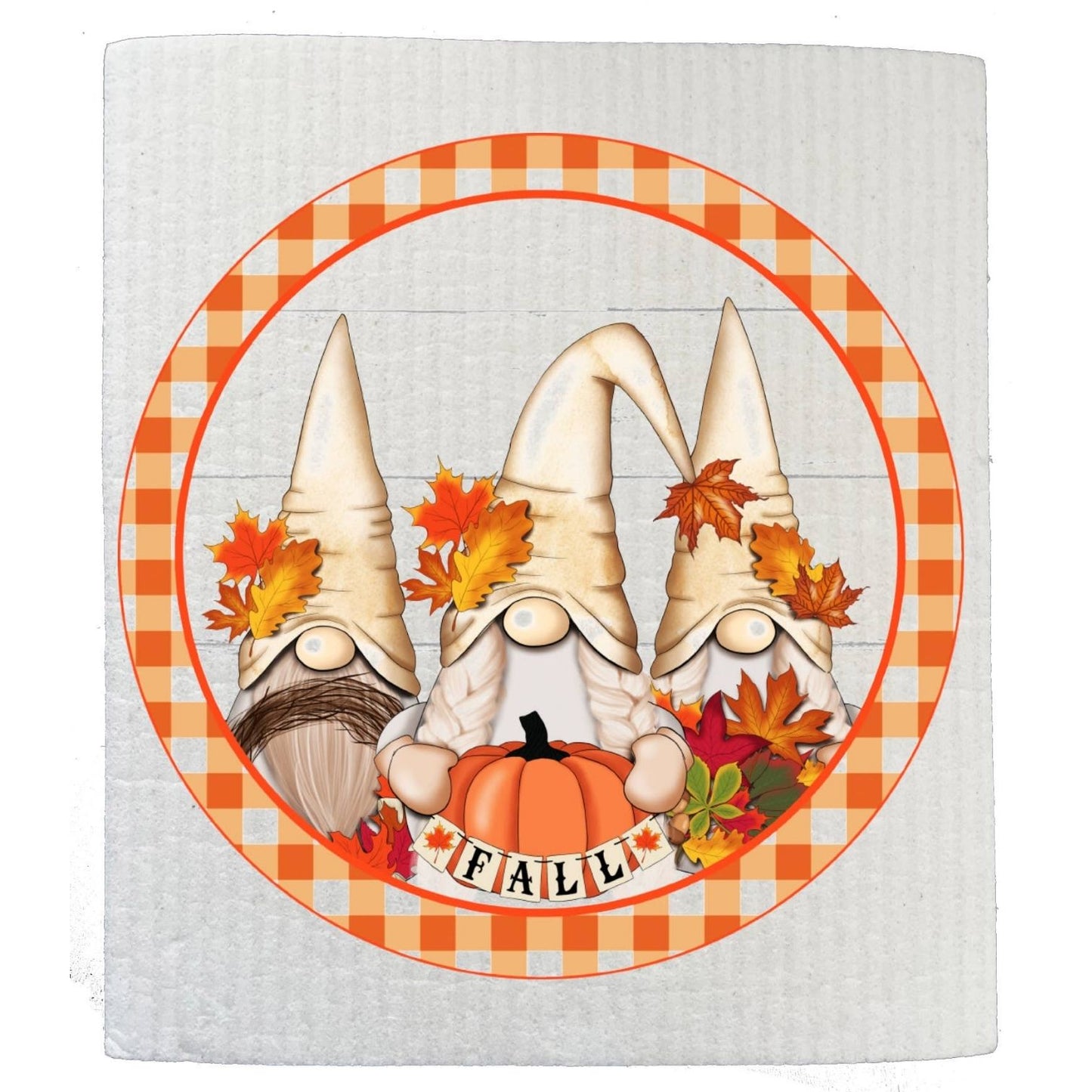 Fall Autumn Gnome Pumpkins SWEDISH DISH CLOTH