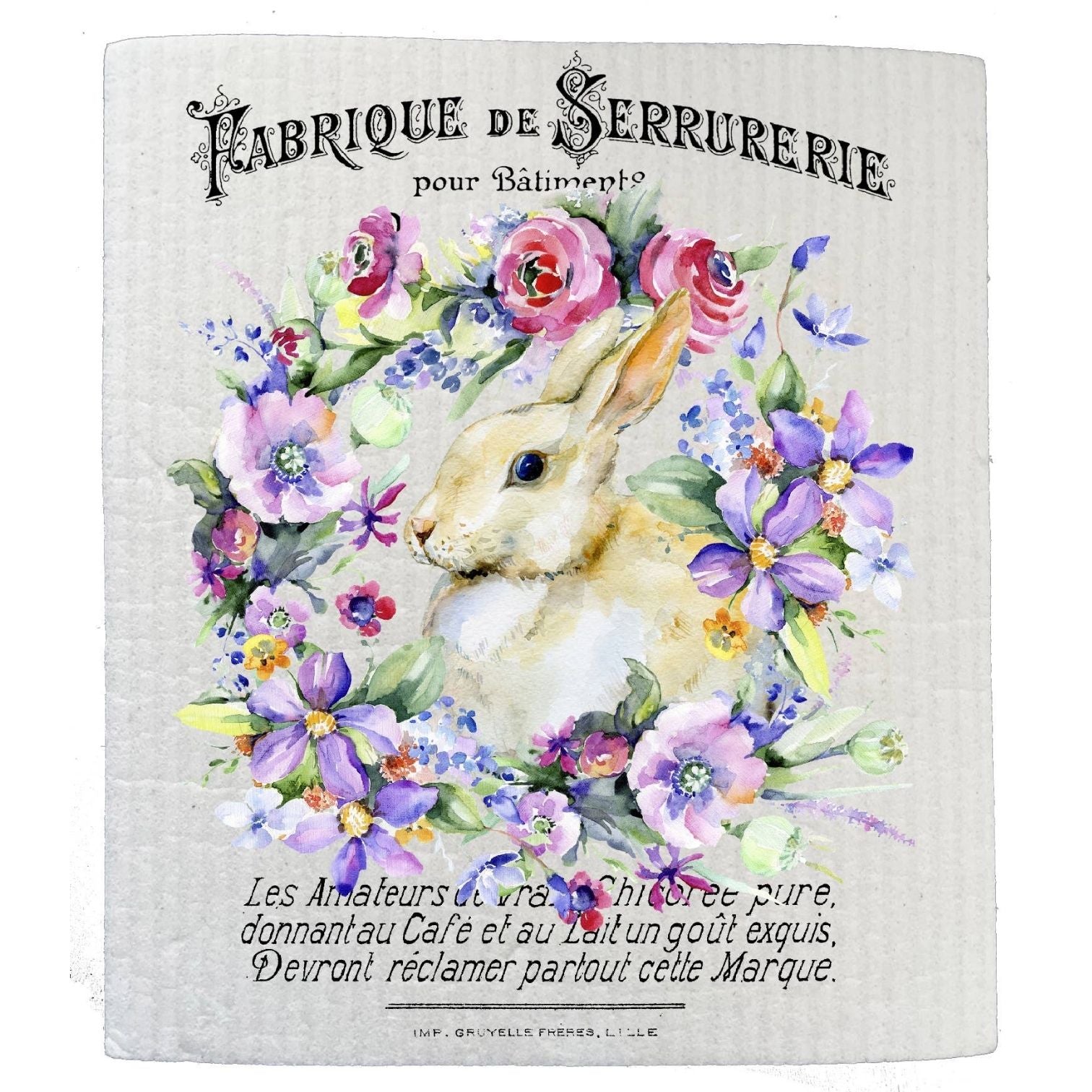Easter French Bunny Flowers Kitchen SWEDISH DISH CLOTHS