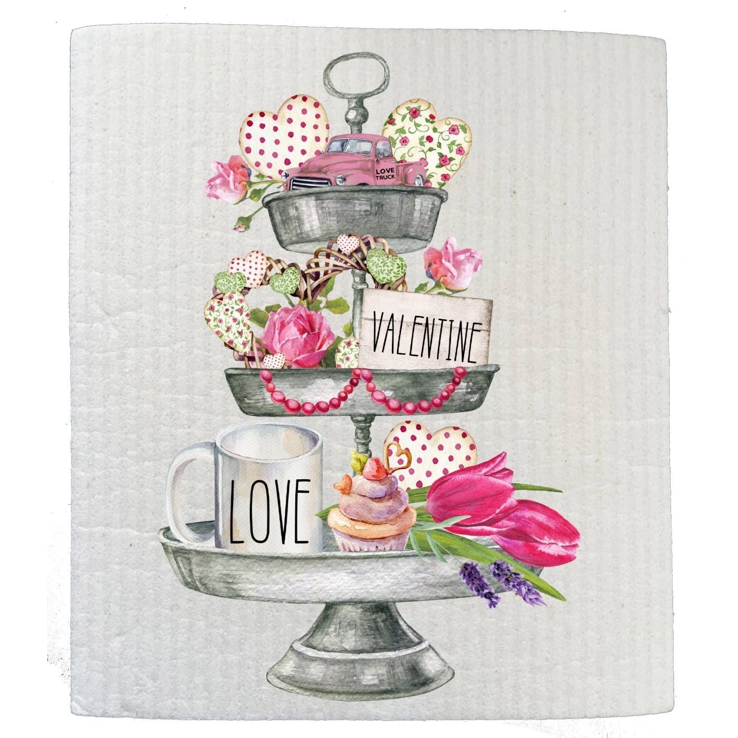 Valentine 3 Tier Tray Modern Farmhouse SWEDISH DISH CLOTHS