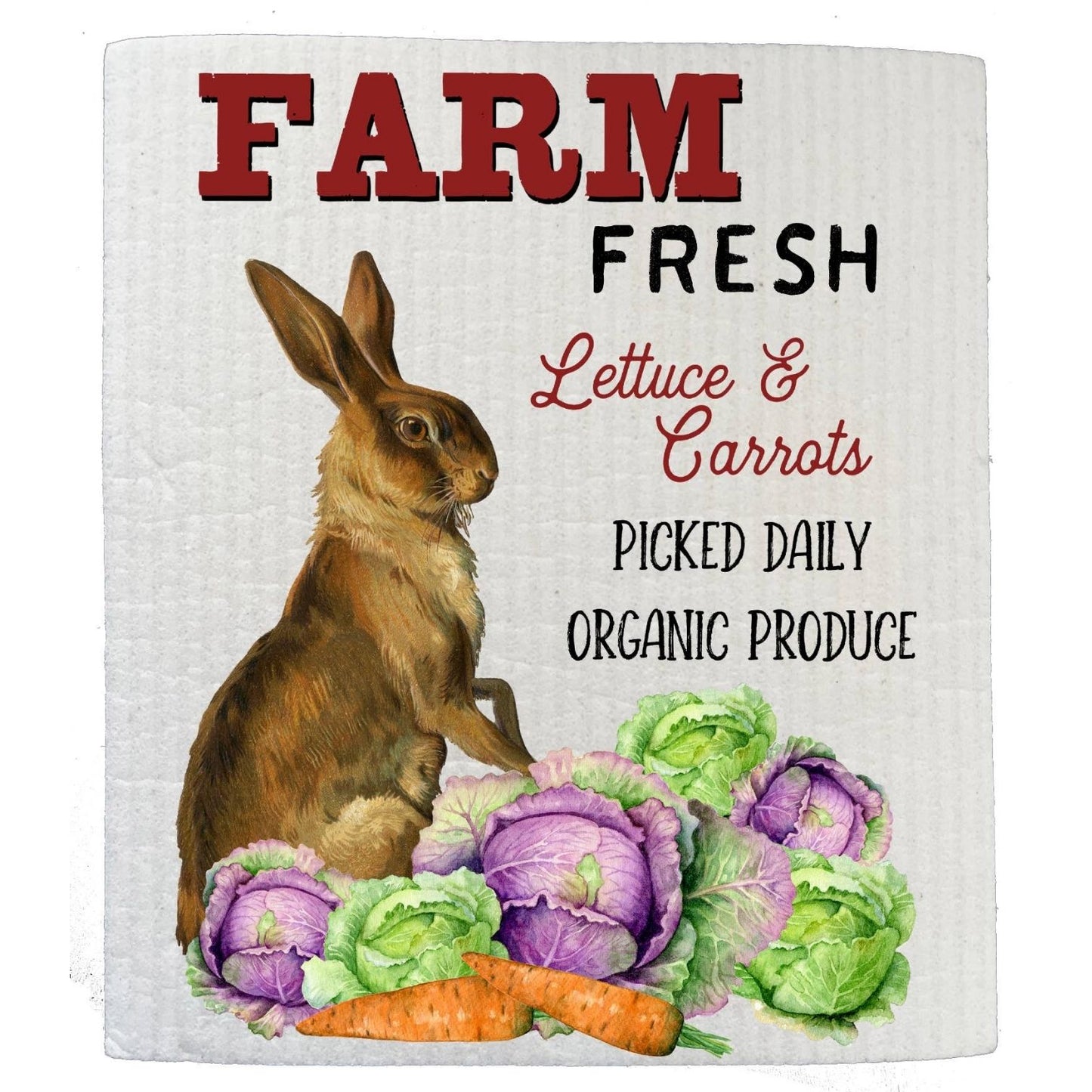 Easter Farm Lettuce Carrot Bunny Kitchen SWEDISH DISH CLOTHS