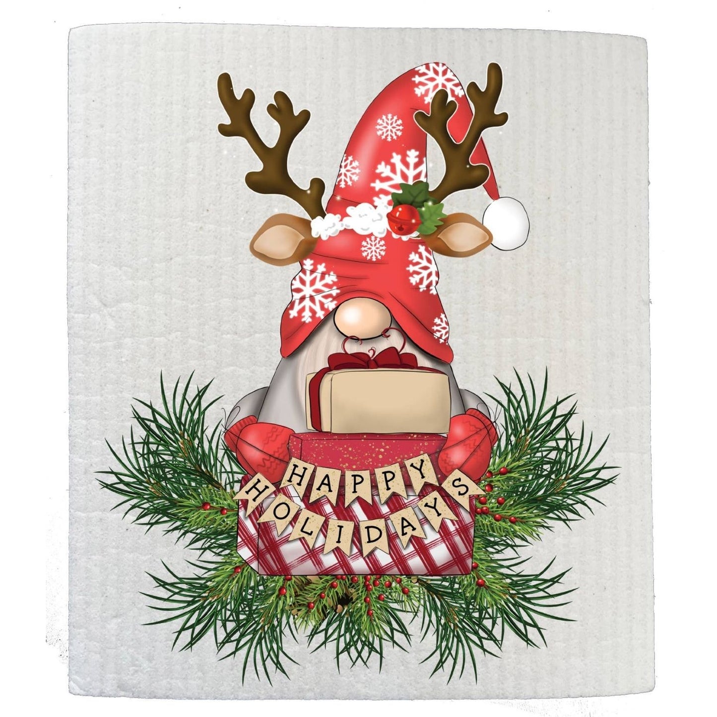 Christmas Gnome Reindeer SWEDISH DISH CLOTH