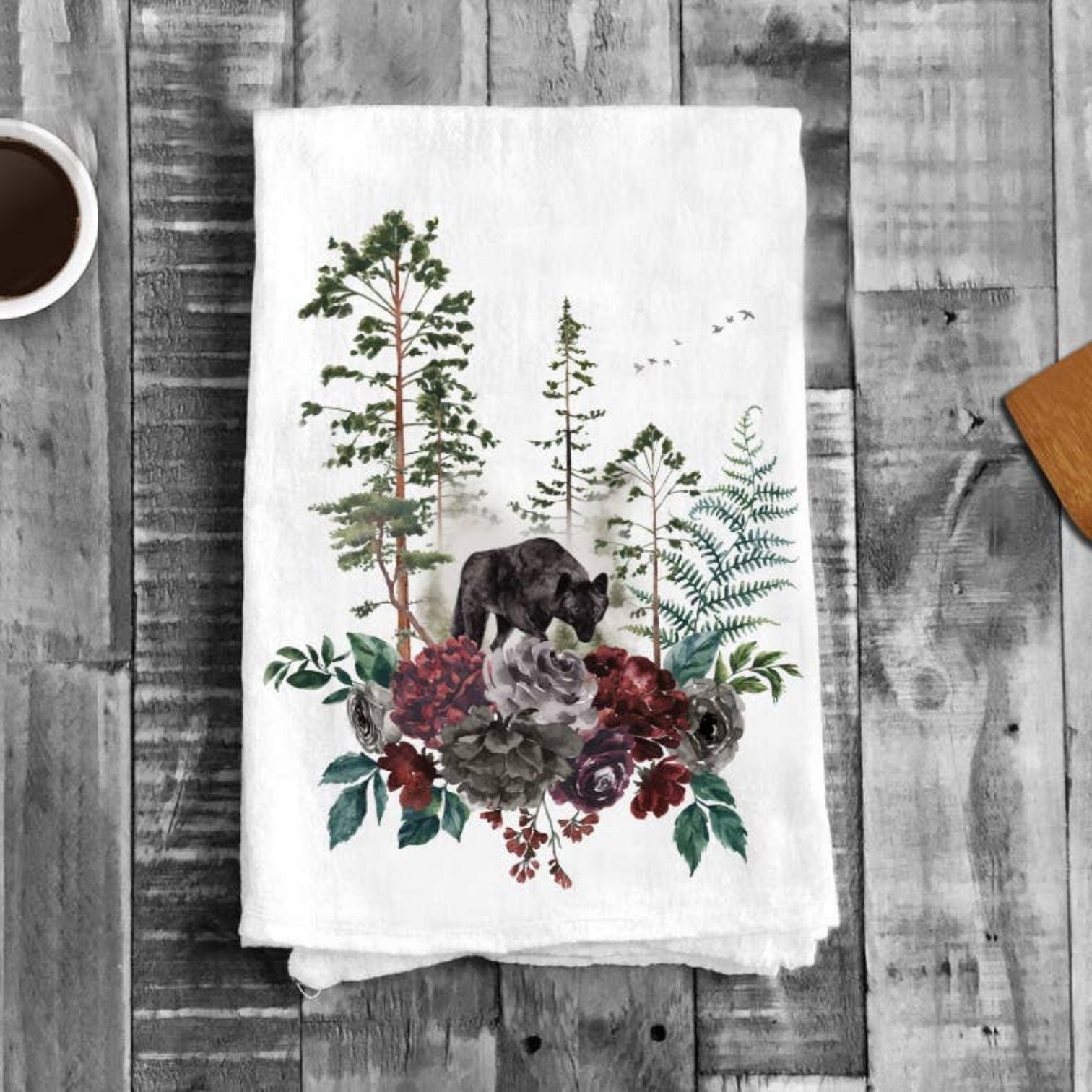 Wolf Forest Trees Nature Cotton Tea Towels Kitchen