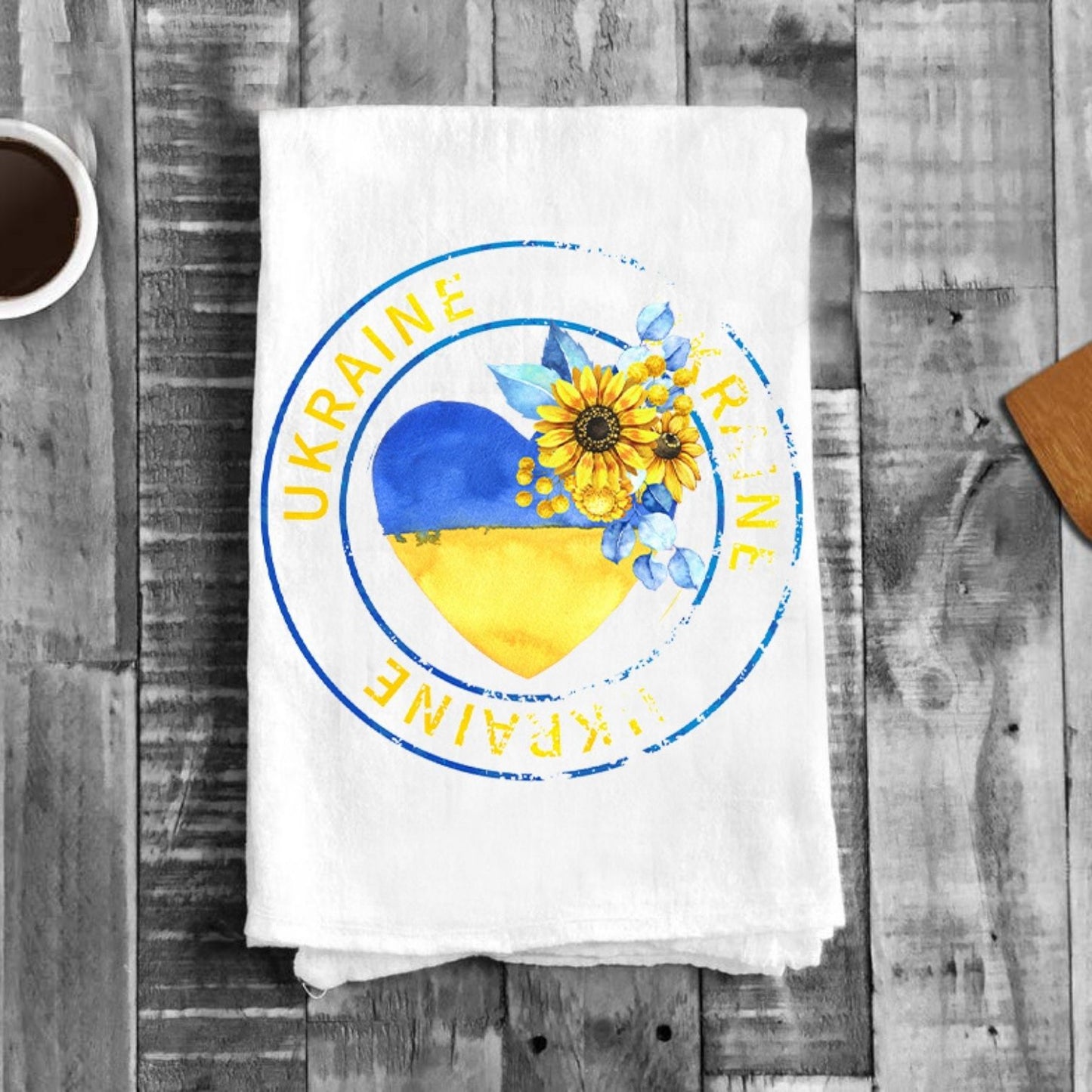 Ukraine Heart Sunflower Yellow Blue Flour Sack Tea Towel | Jessy Lane