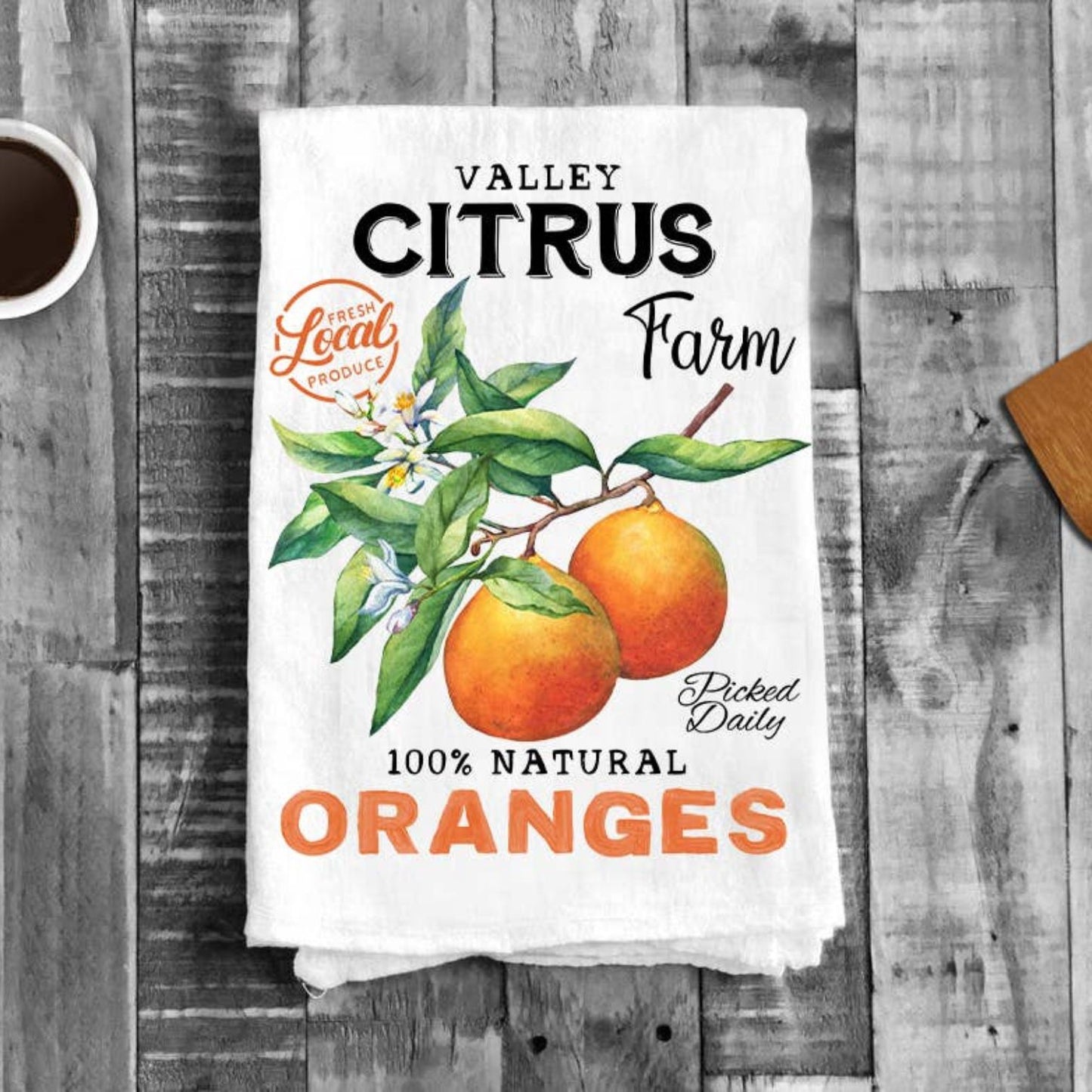 Farm Fresh Citrus Oranges Kitchen Cotton Tea Towels