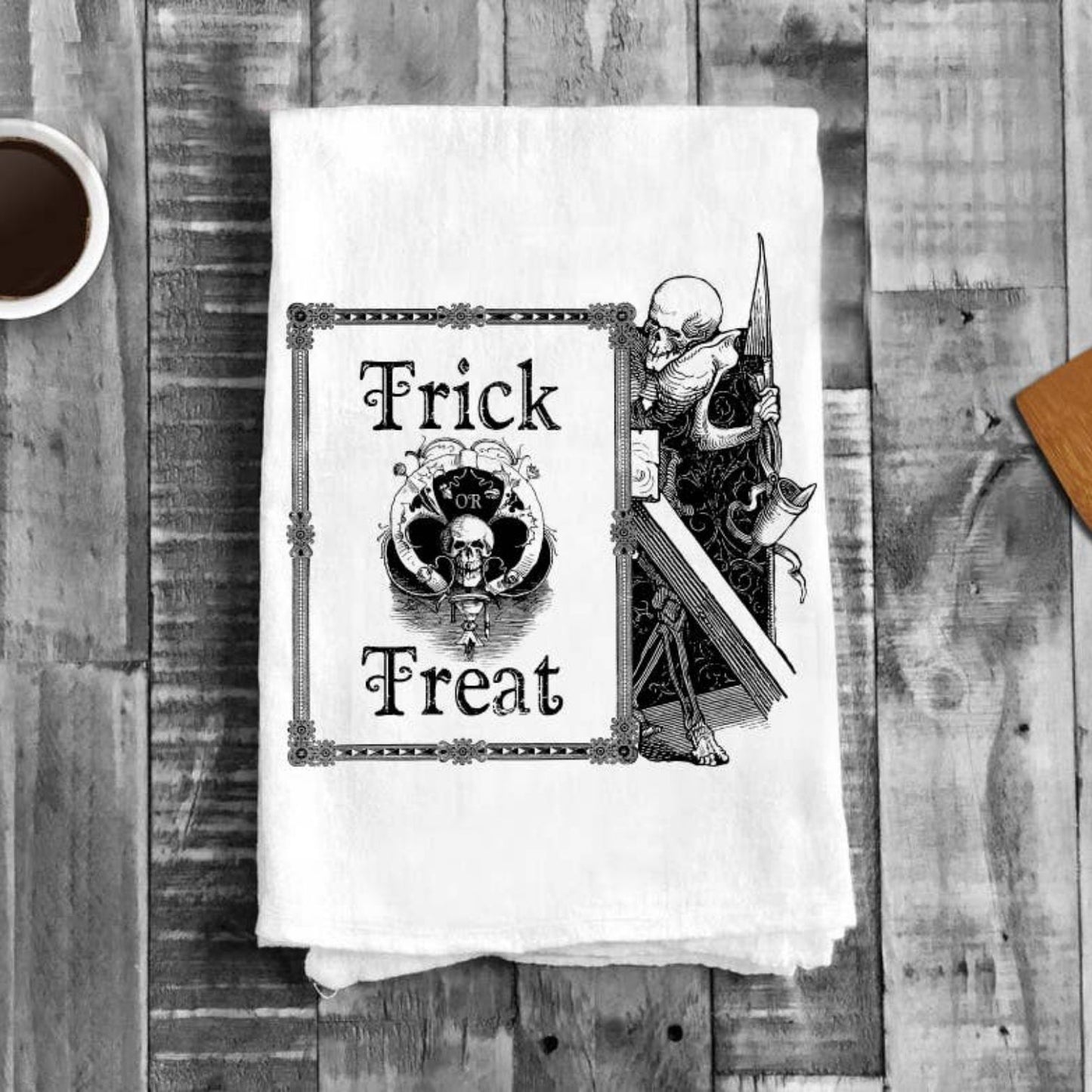 Trick or Treat Skull Skeleton, Cotton Tea Towels