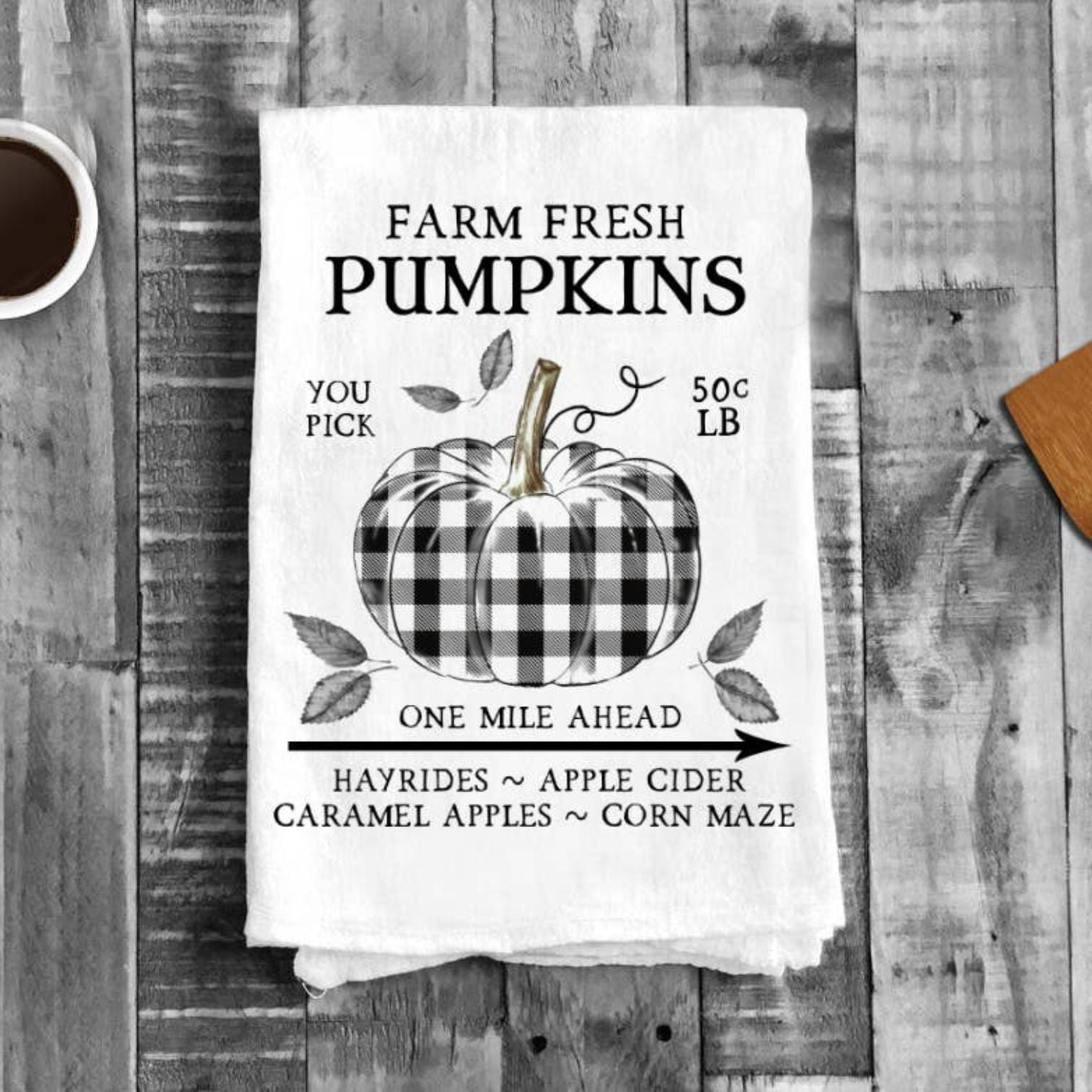 Fall Autumn Farm Plaid Pumpkin Cotton Tea Towels Kitchen