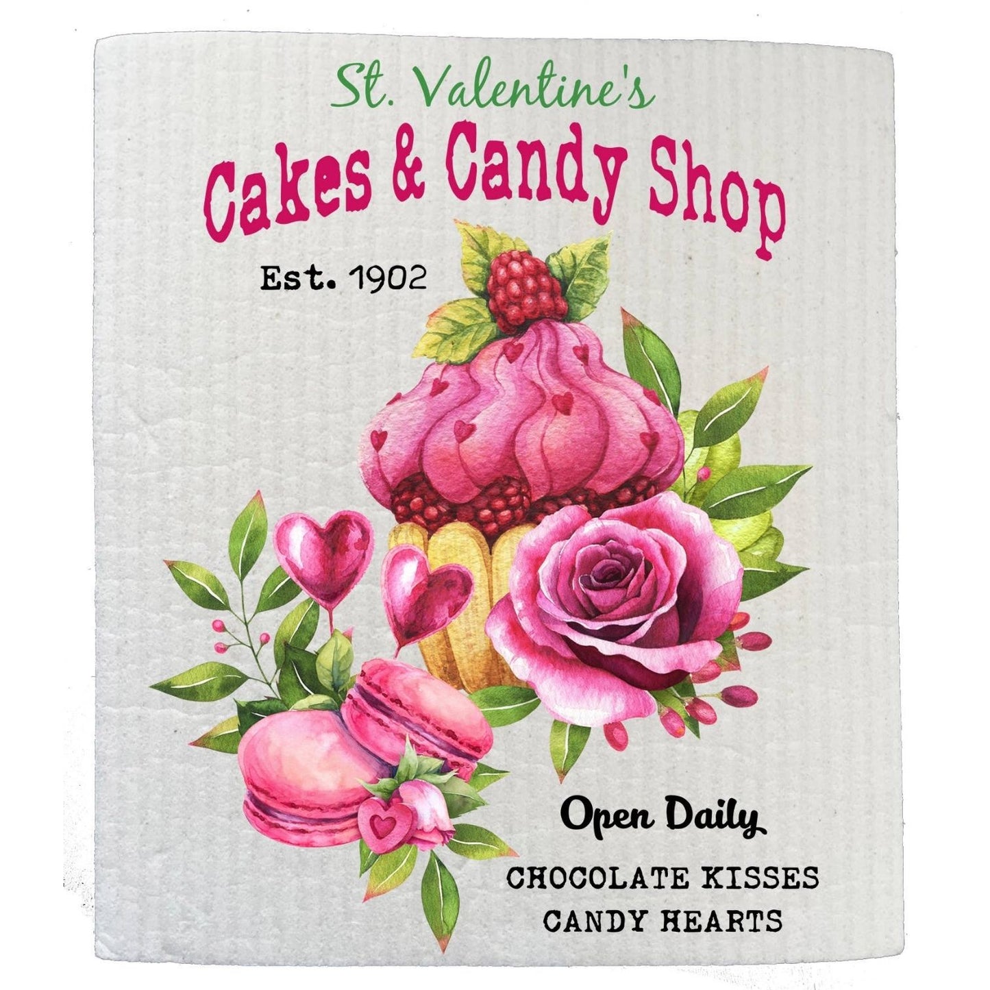 Valentine Cake & Candy Shop Hearts SWEDISH DISH CLOTHS