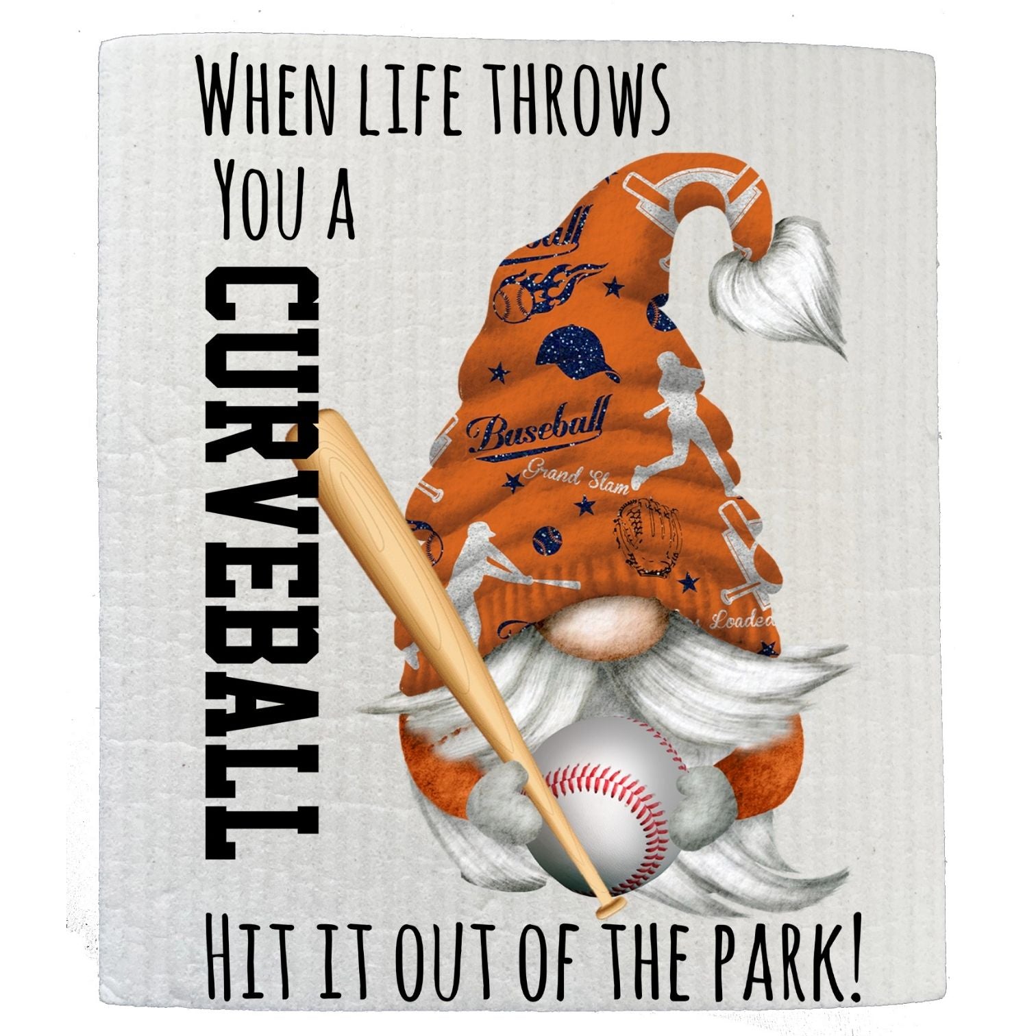 Gnome Baseball Orange & Blue Team Colors Kitchen SWEDISH DISH CLOTH | Jessy Lane