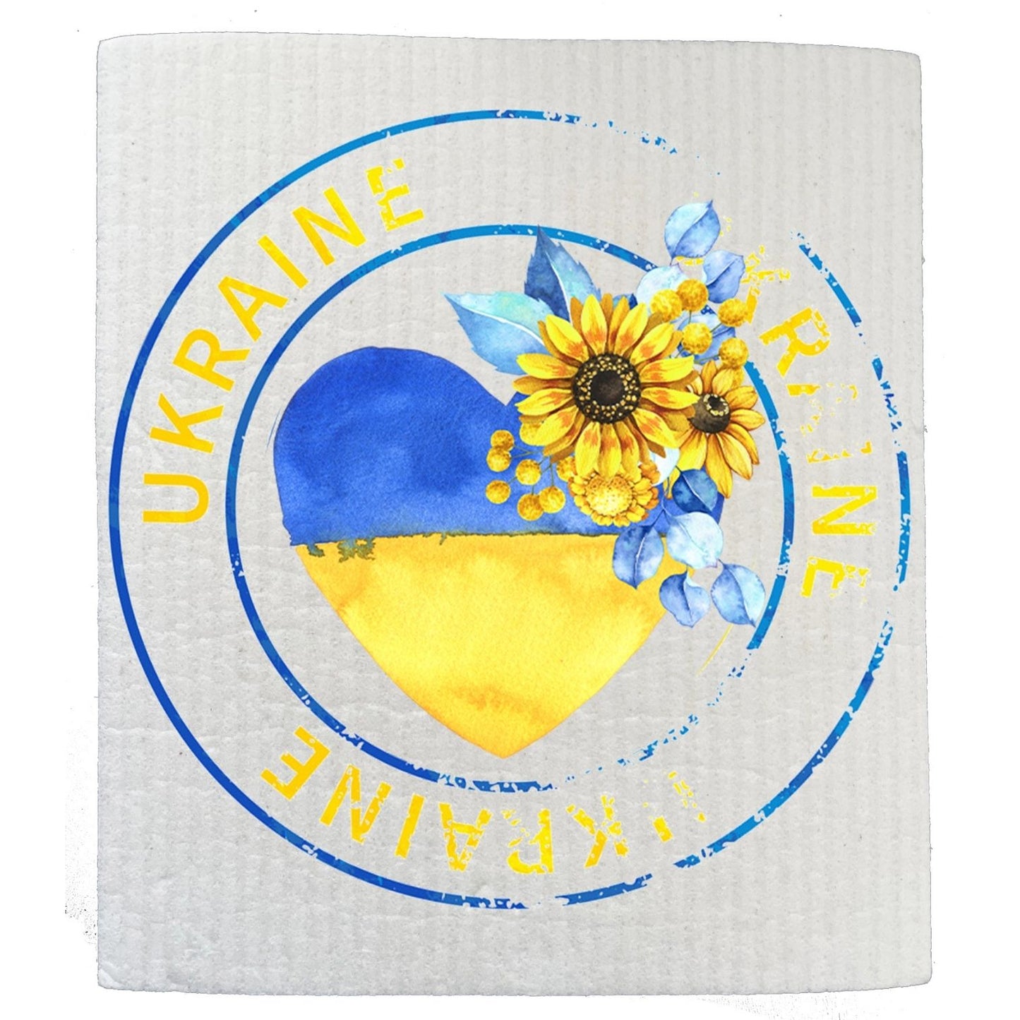 Ukraine Heart Sunflower Yellow Blue SWEDISH DISH CLOTH | Jessy Lane