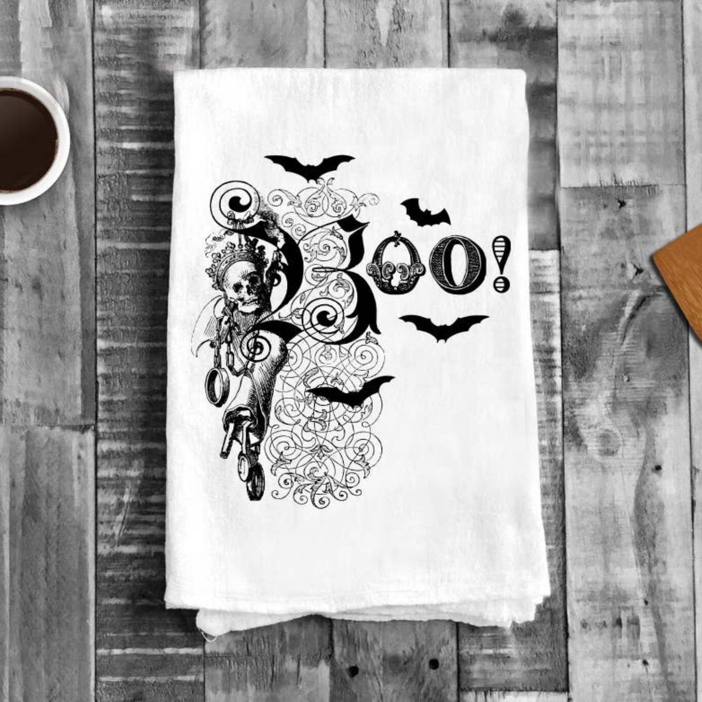 Boo Skeleton Skull Fancy, Cotton Tea Towels