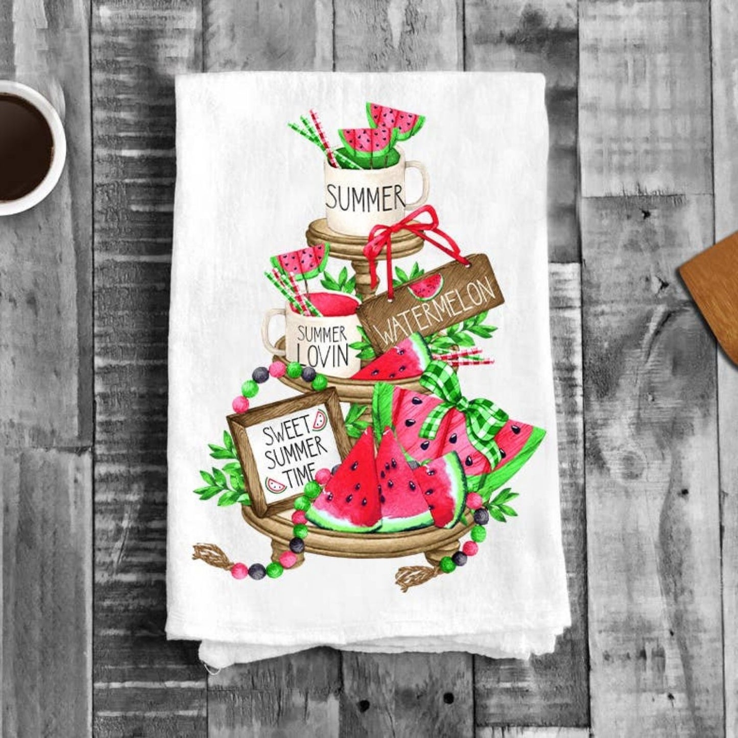 Tea Cup Dishtowel - Flour Sack Dish Towel