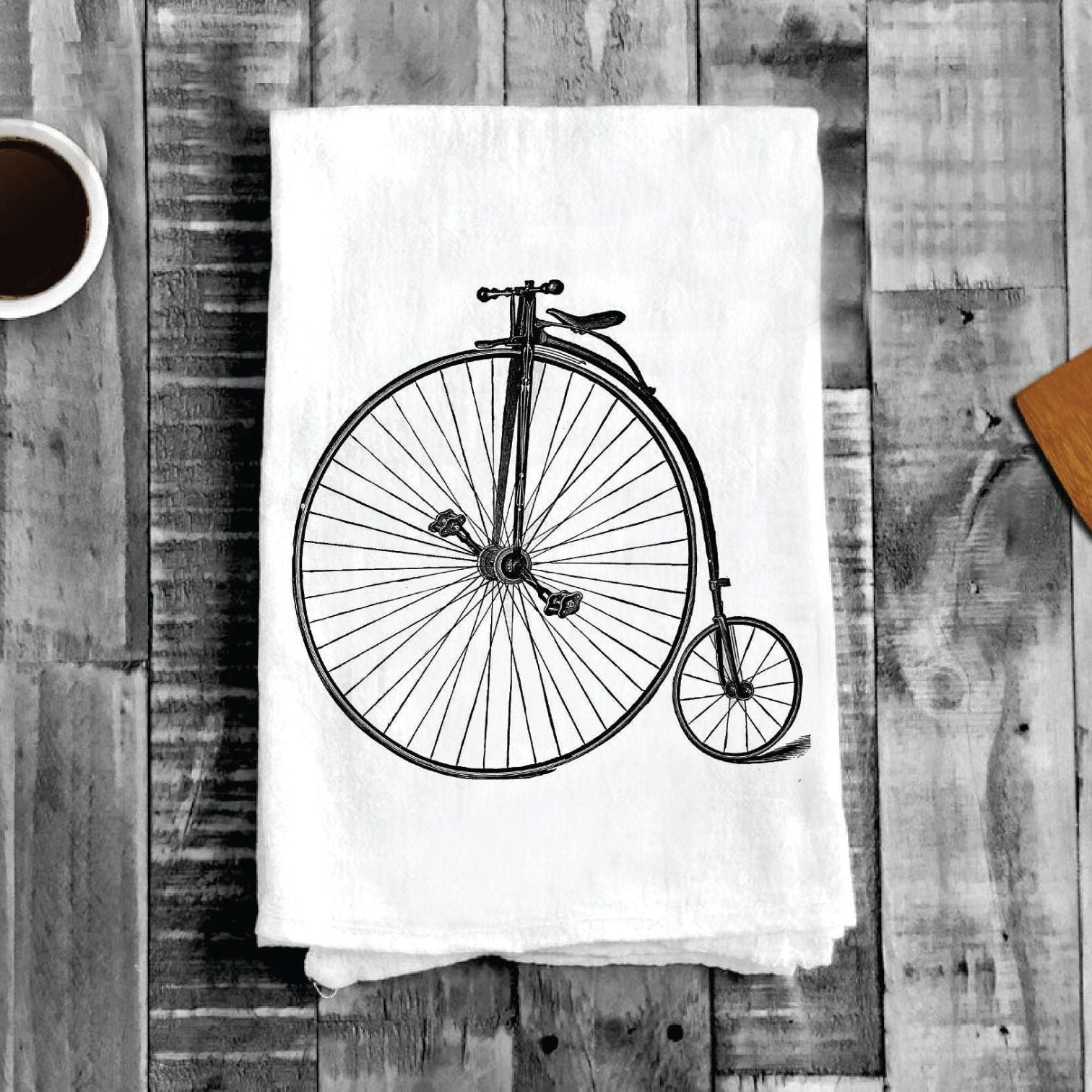 Antique Large Big Wheel Bike, Cotton Tea Towels