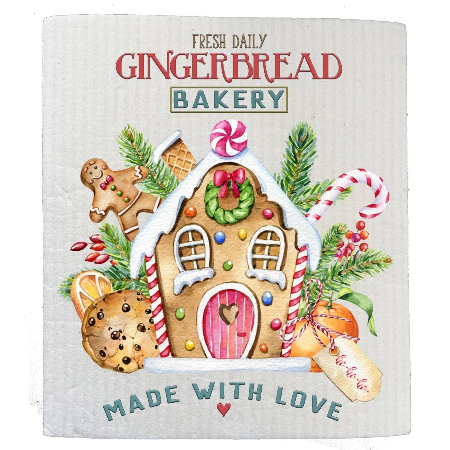 Christmas Gingerbread House Bakery SWEDISH DISH CLOTH
