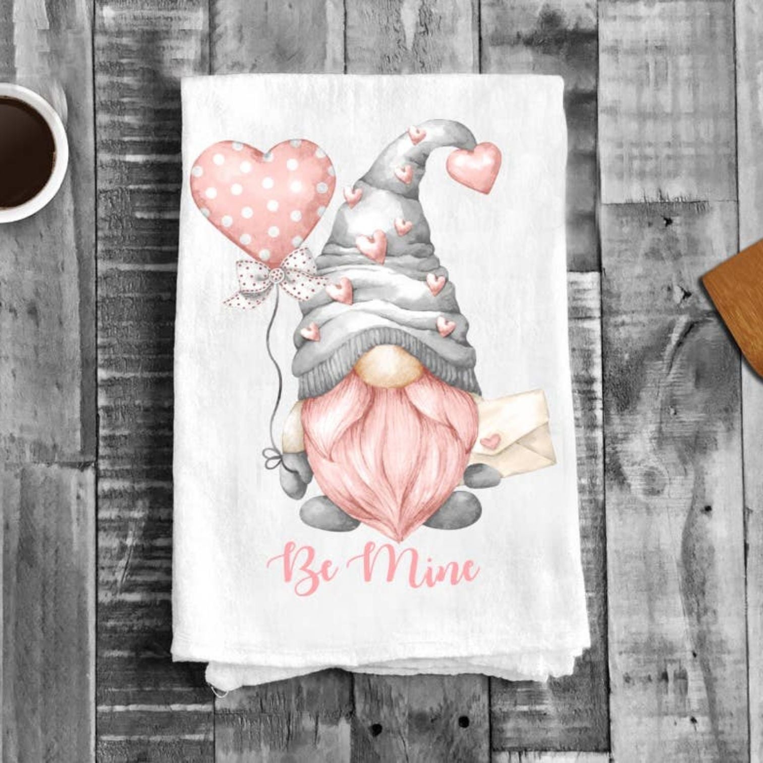 Valentine Gnome Be Mine Flour Sack Cotton Tea Towels