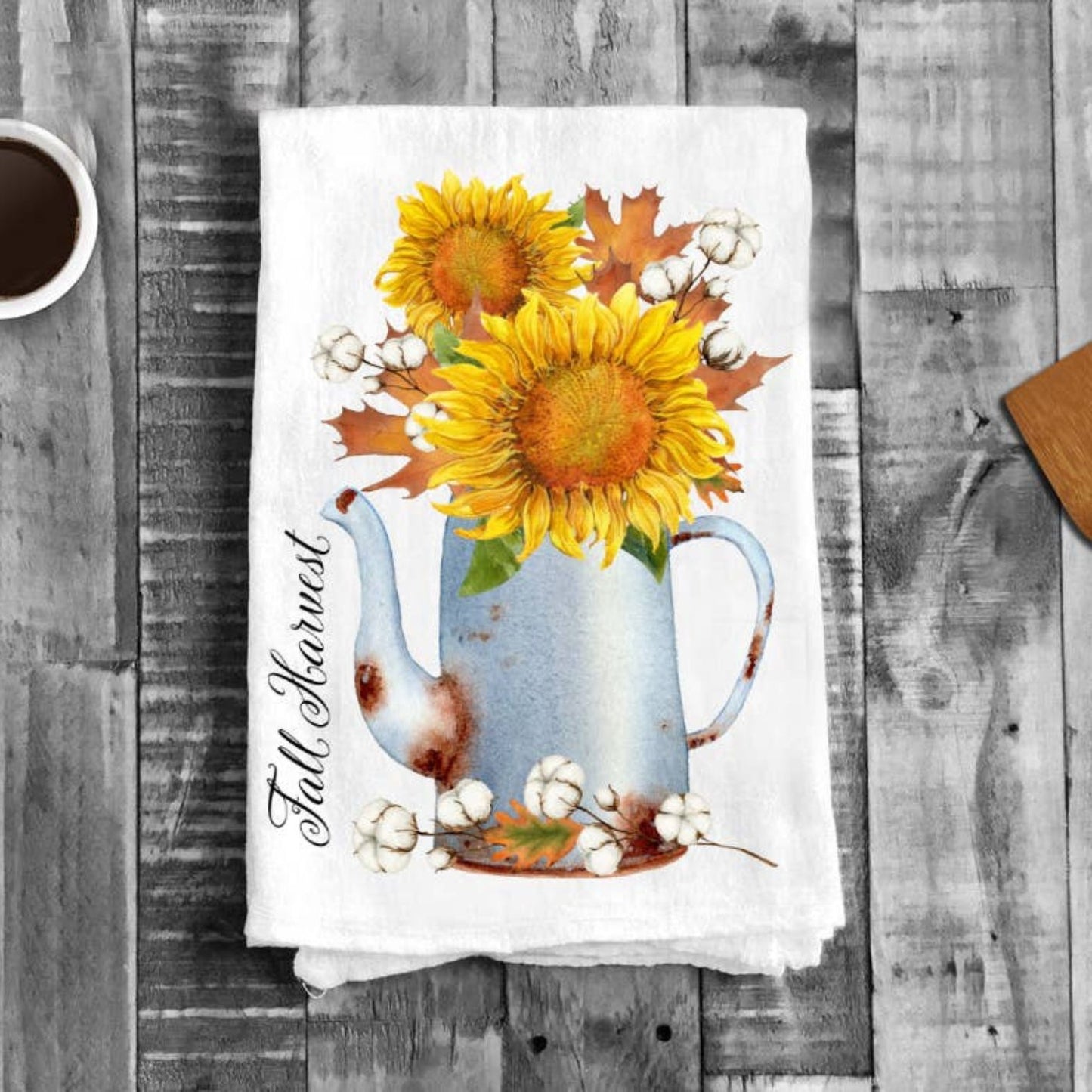 Fall Harvest Sunflowers Autumn Cotton Tea Towels Kitchen