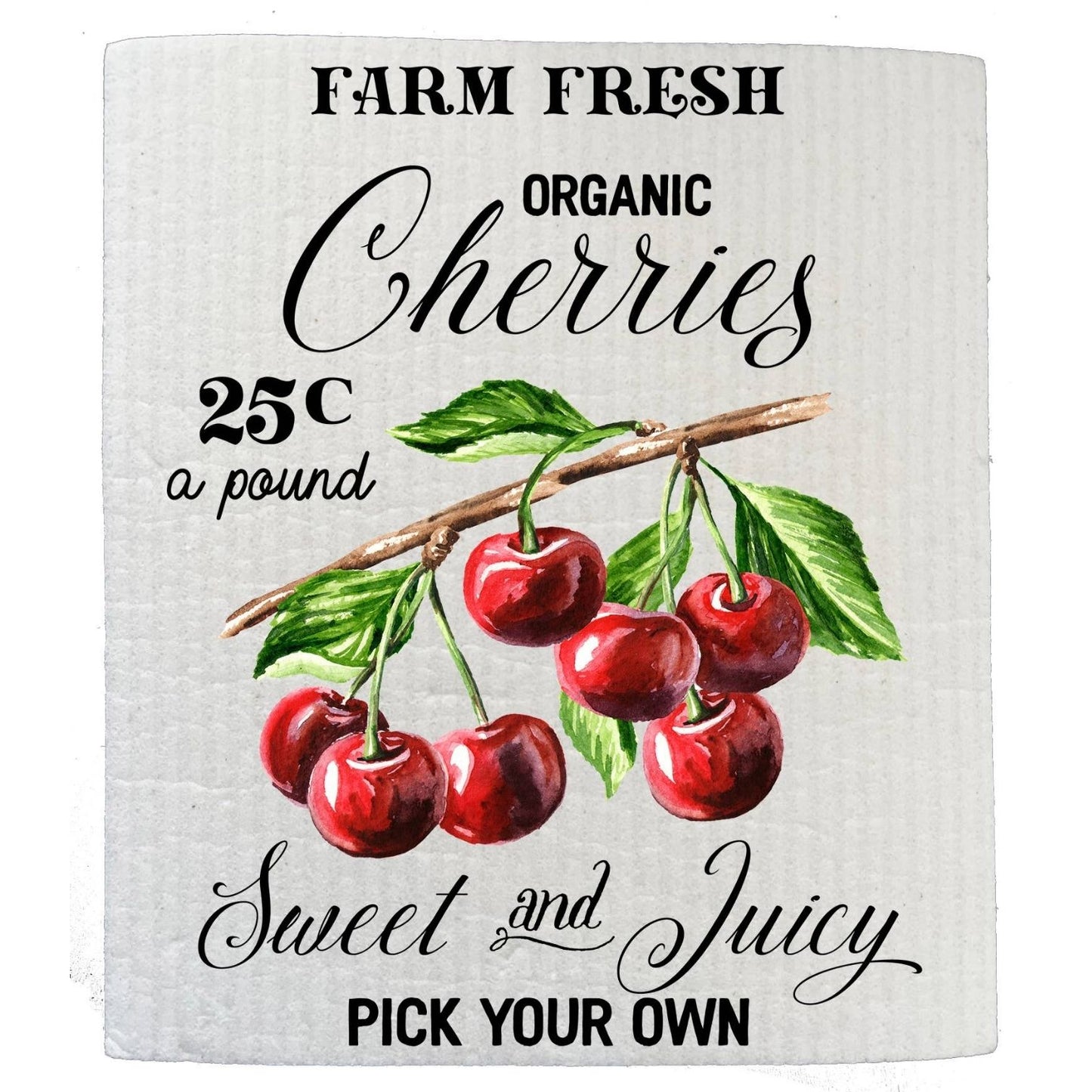 Farm Fresh Organic Cherries Kitchen SWEDISH DISH CLOTHS