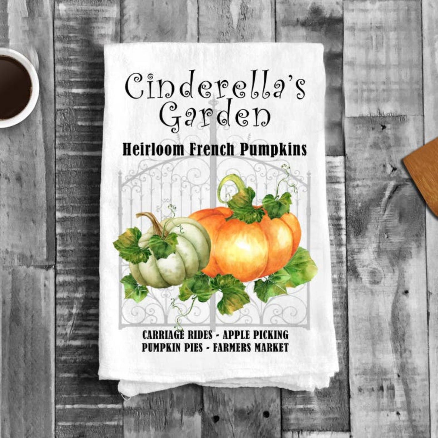 Cinderella Garden Pumpkin Patch Cotton Tea Towels Kitchen