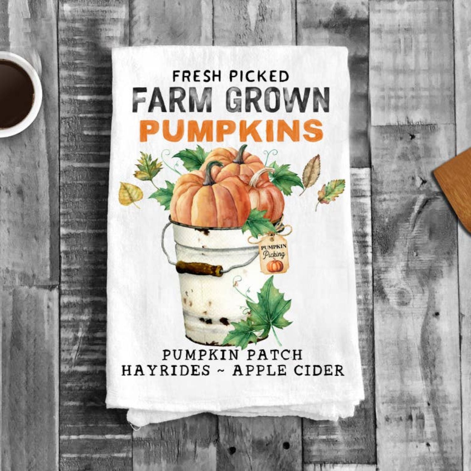 Fall Autumn Pumpkin Picking Farm Cotton Tea Towels Kitchen