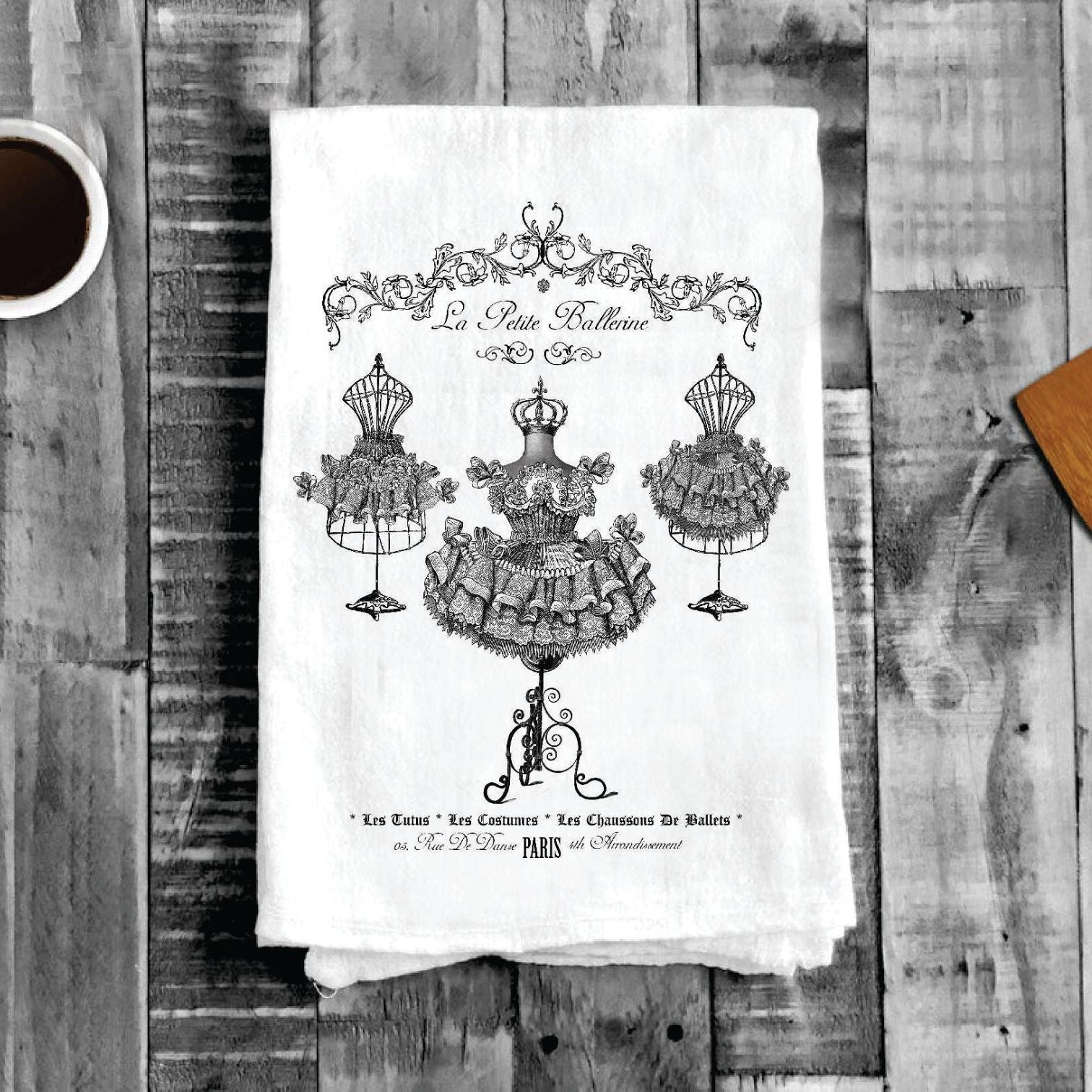 French La Petite Ballerina Paris, Cotton Tea Towels