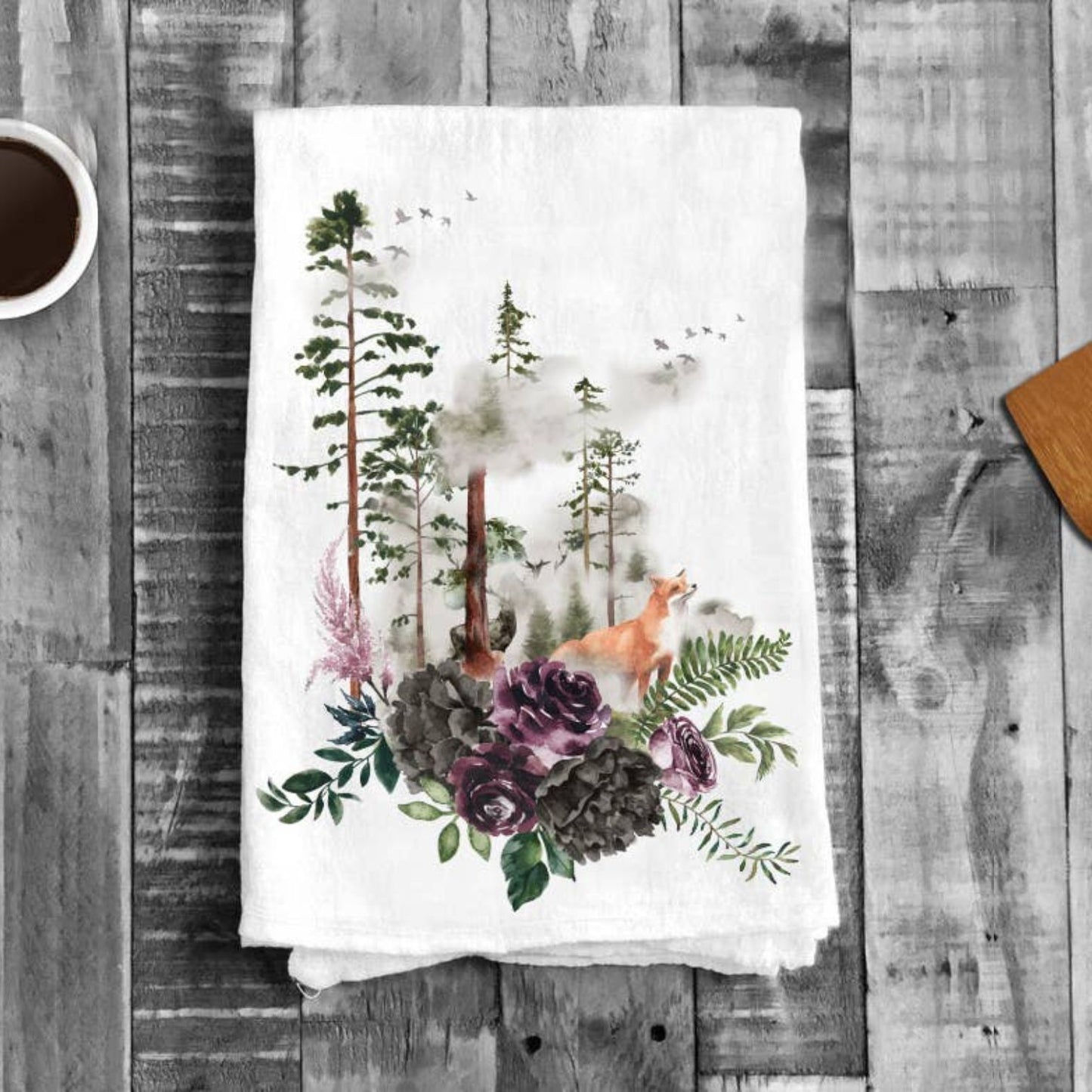 Fox Forest Trees Nature Cotton Tea Towels Kitchen