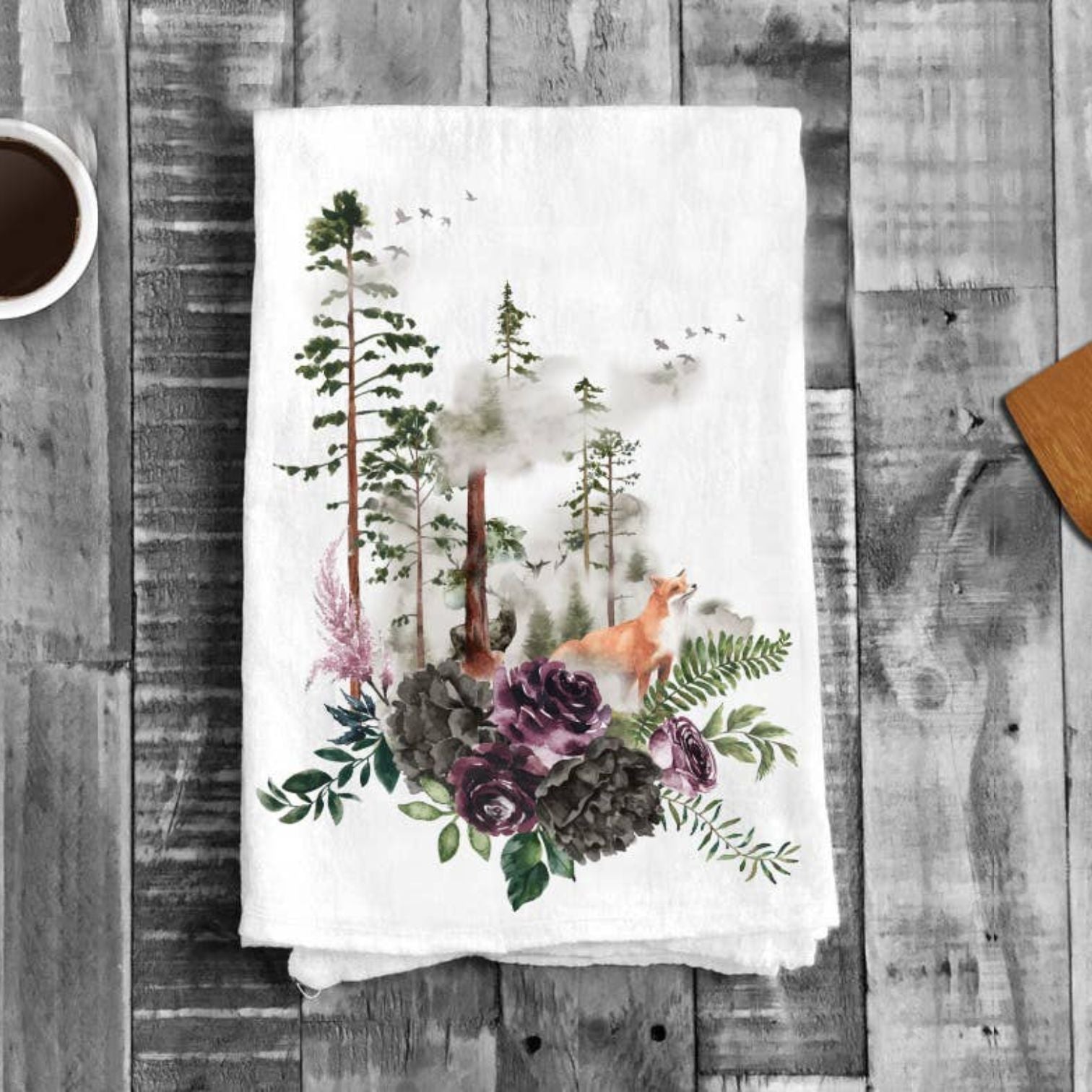 Fox Forest Trees Nature Cotton Tea Towels Kitchen