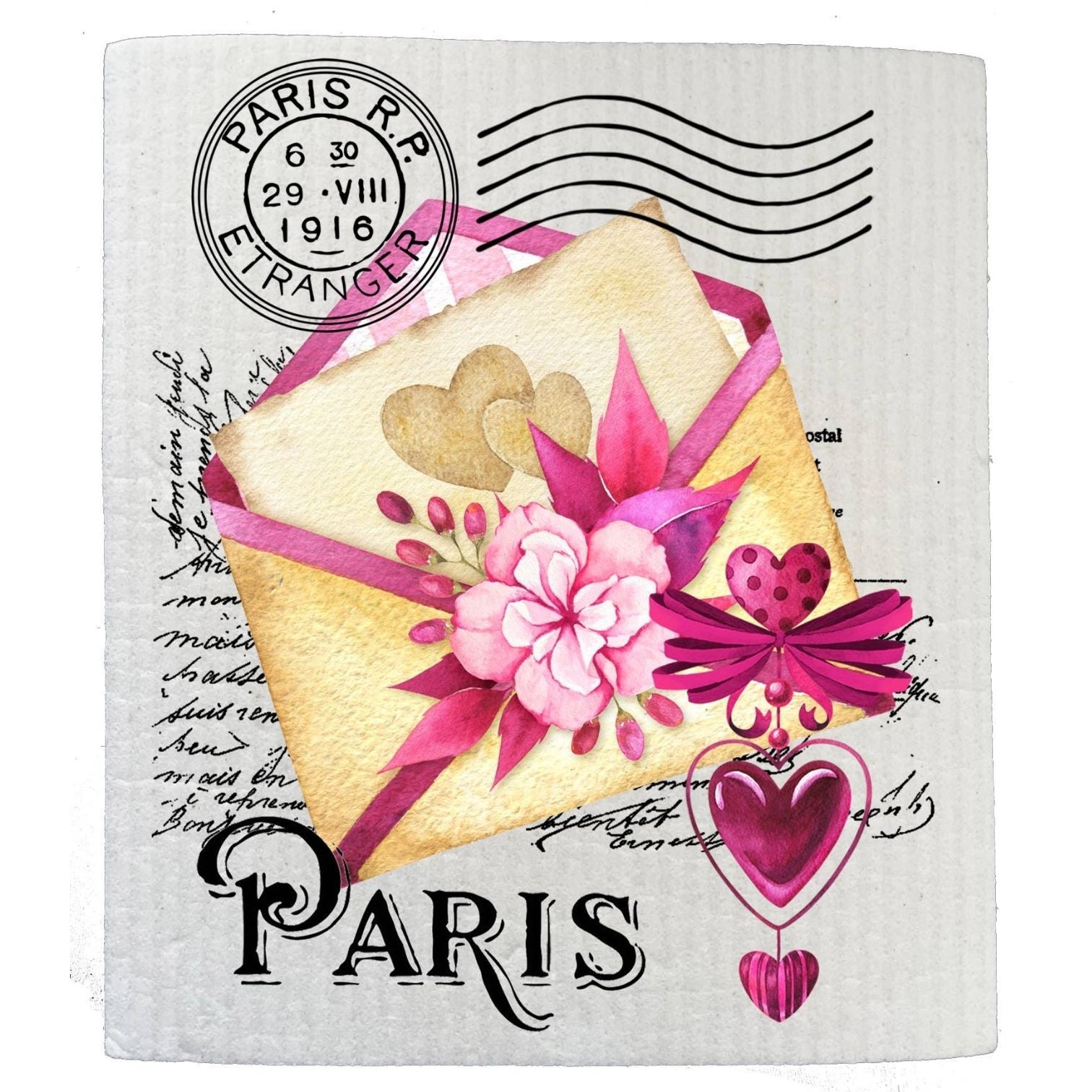 Valentine Paris Love Letter SWEDISH DISH CLOTHS