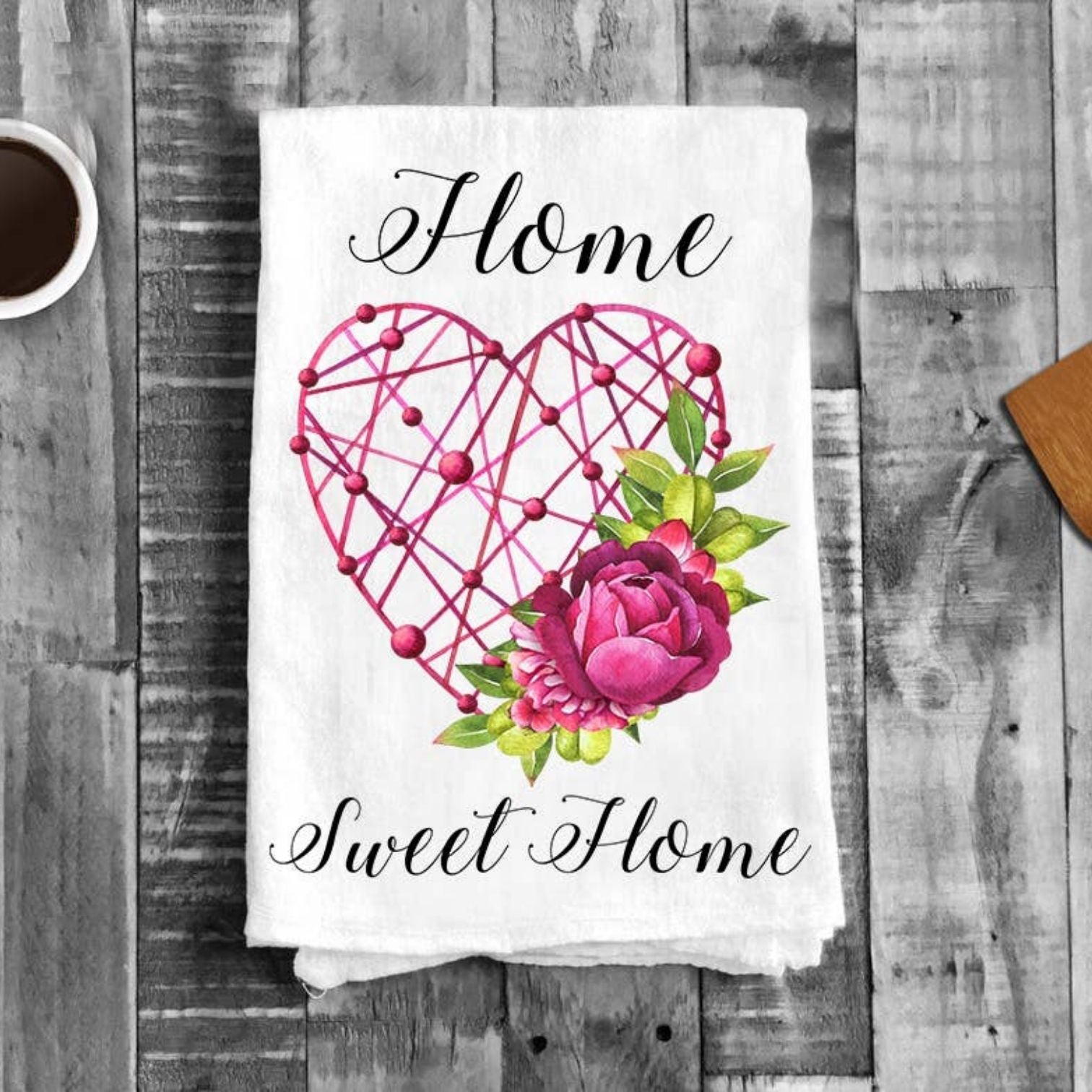 Valentine Heart Home Sweet Home Flour Sack Cotton Tea Towels