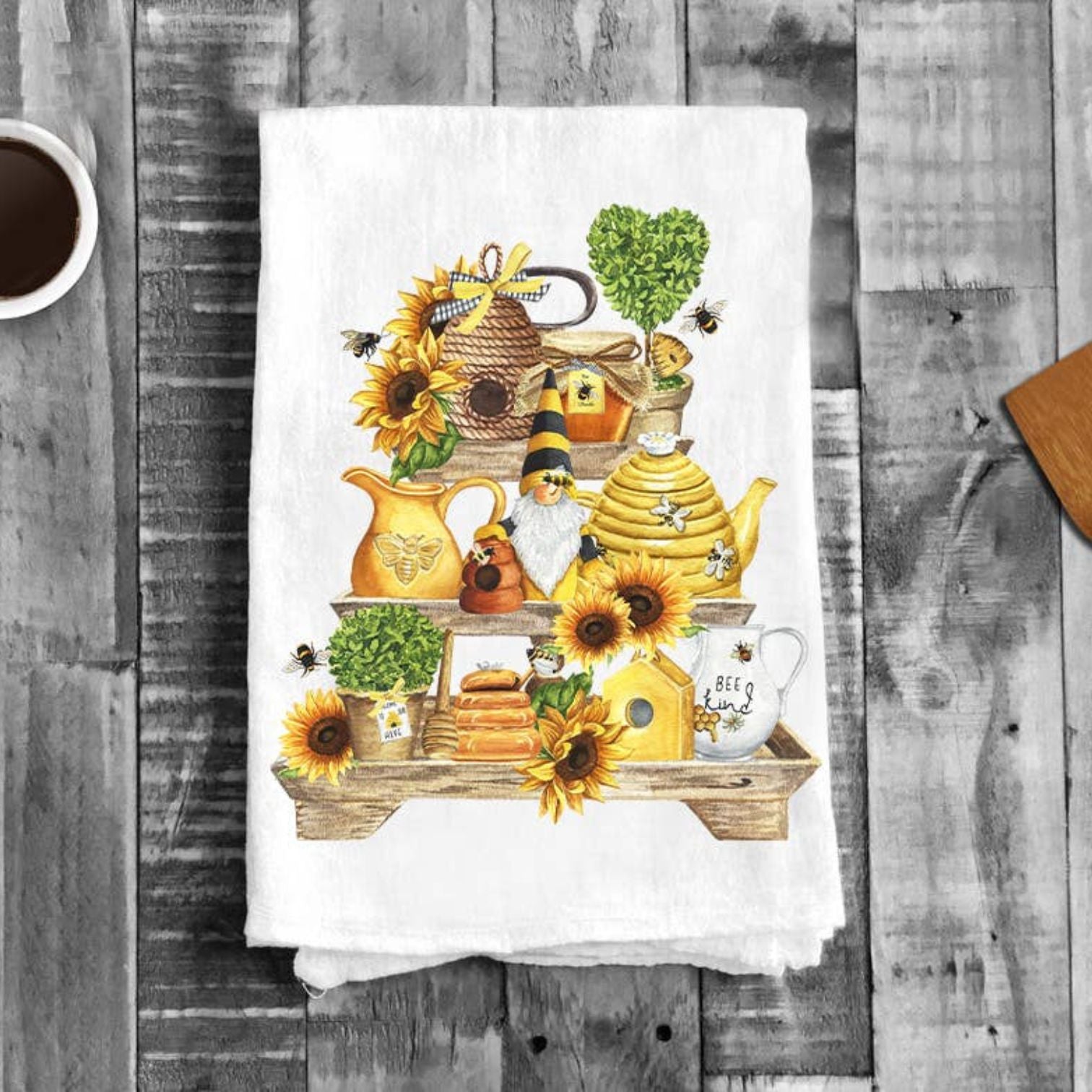 Bee Kind Honey Bees 3 Tier Tray Kitchen Cotton Tea Towels