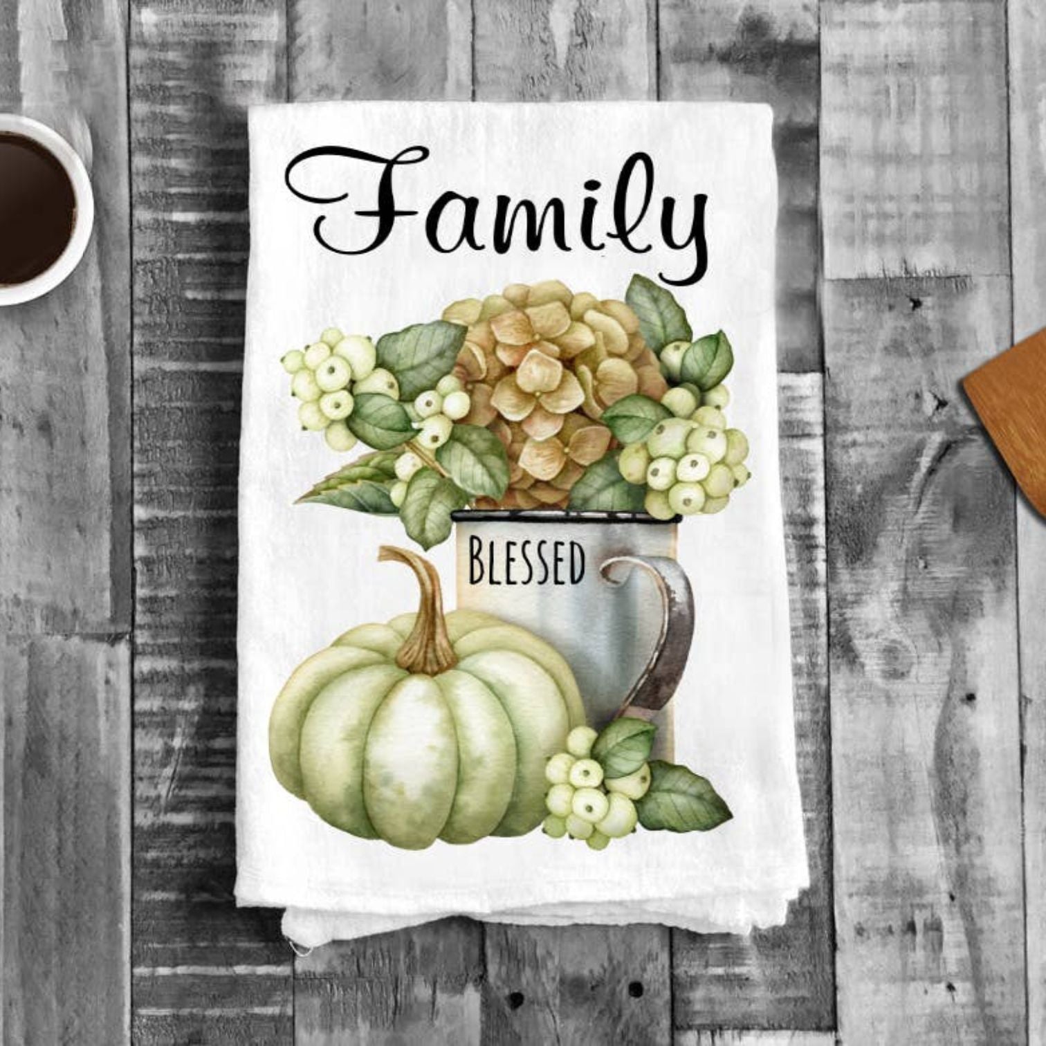 Fall Autumn Family Pumpkin Cotton Tea Towels Kitchen