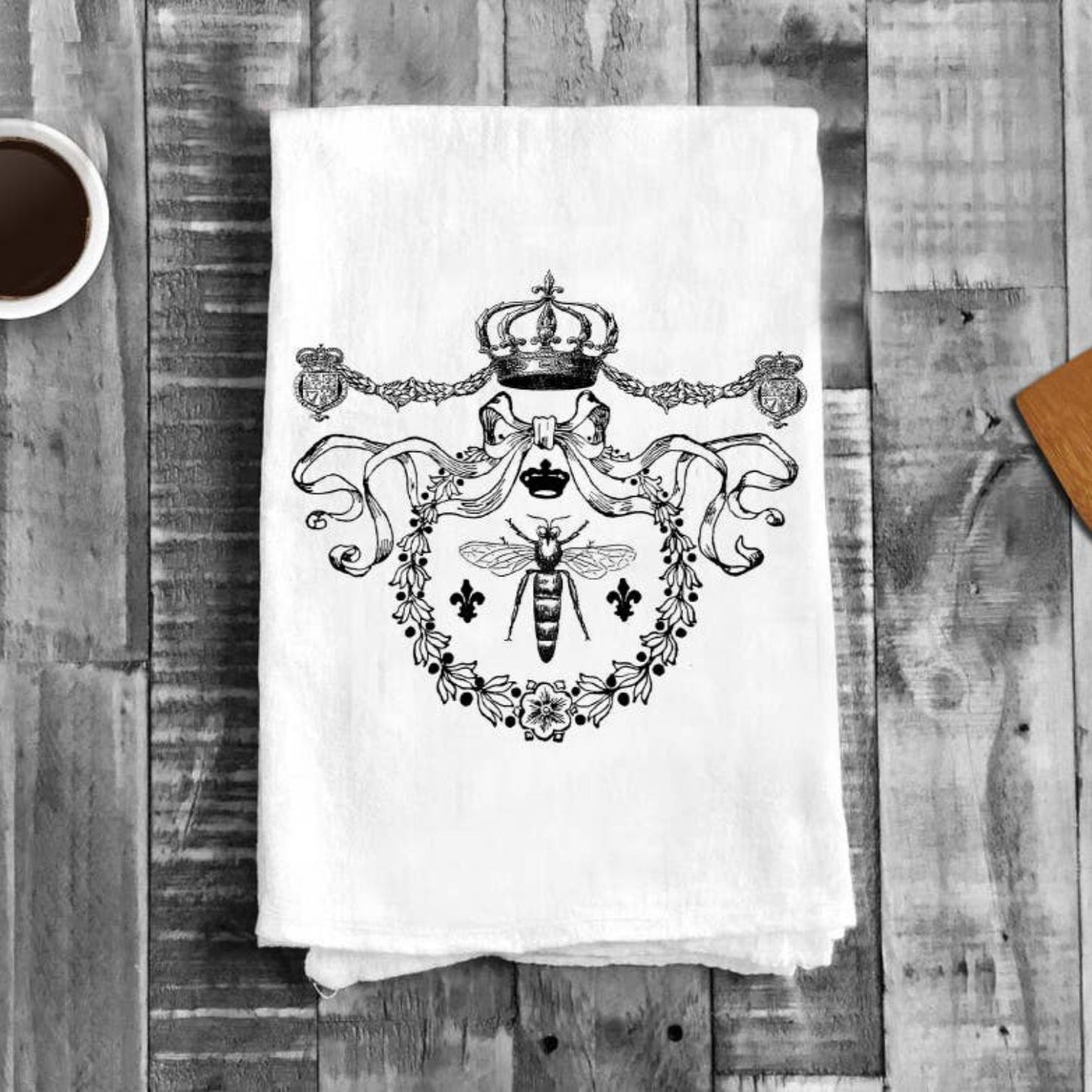 Queen Bee Wreath, Cotton Tea Towels