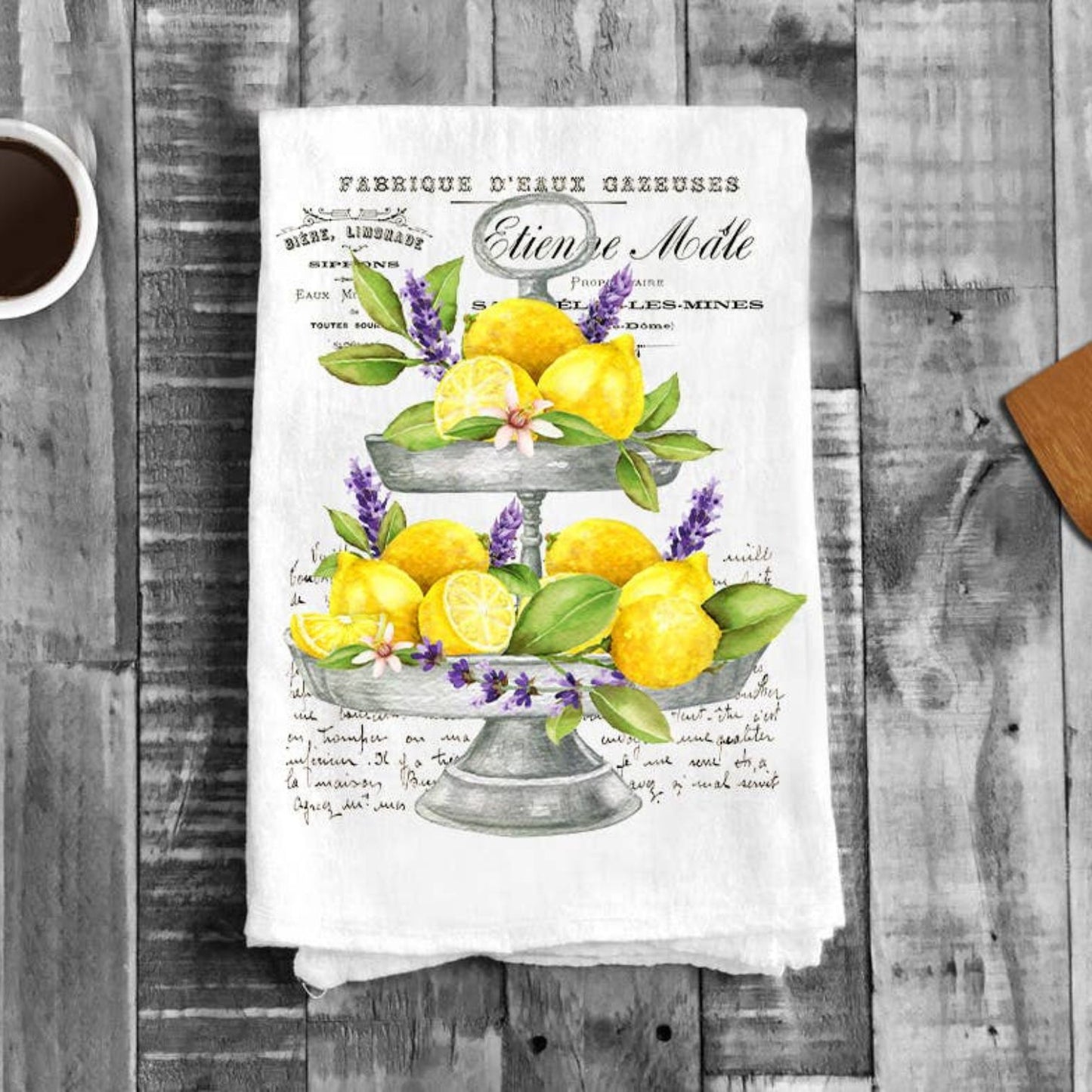 Lemons and Lavender 2 Tier Tray Kitchen Cotton Tea Towels