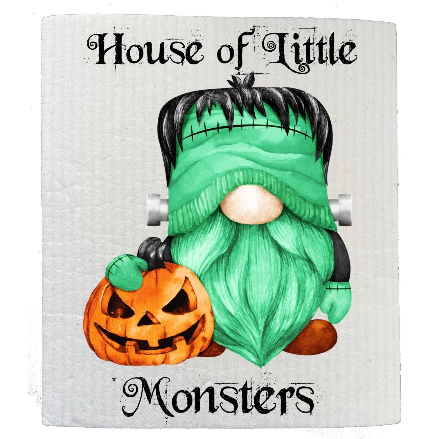 Gnome House of Little Monsters Halloween SWEDISH DISH CLOTH