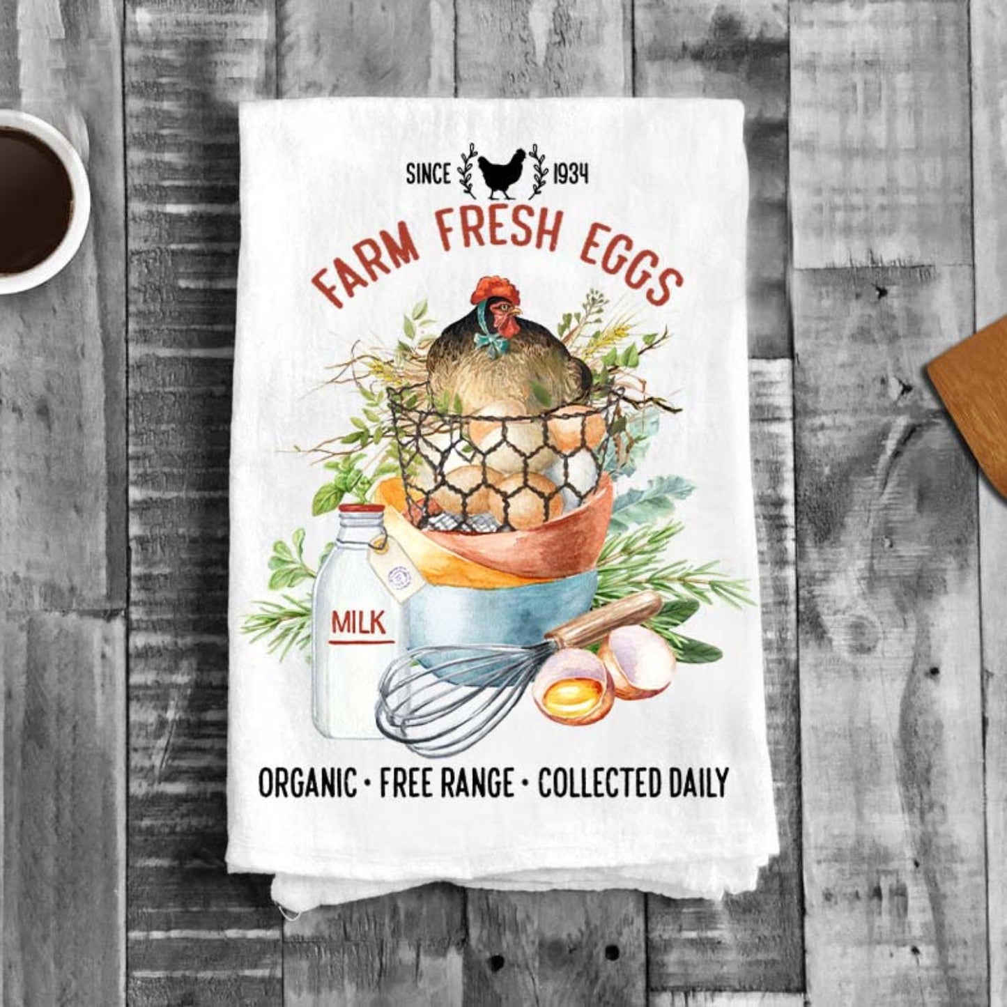 Farm Fresh Eggs Farmers Market Flour Sack Tea Towel