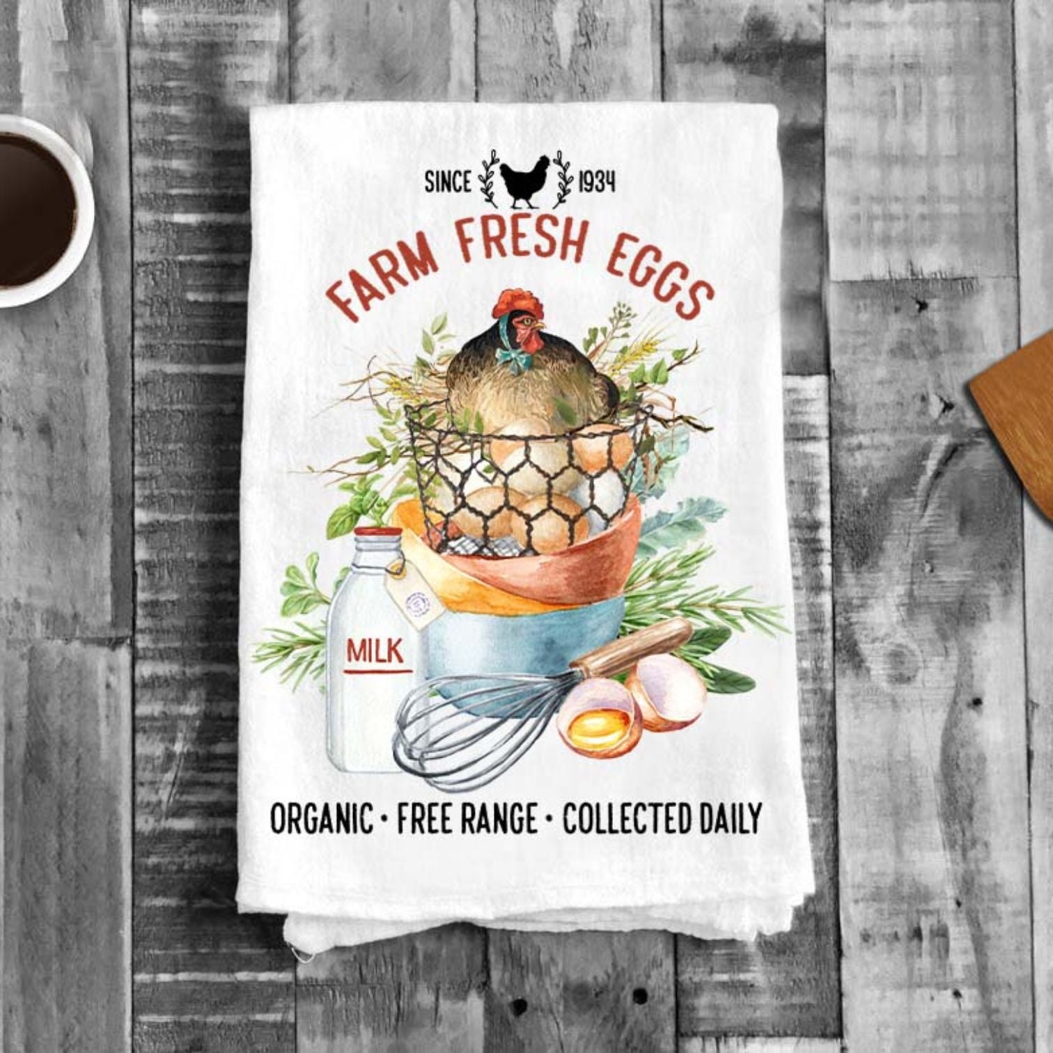 Farm Fresh Eggs Farmers Market Flour Sack Tea Towel
