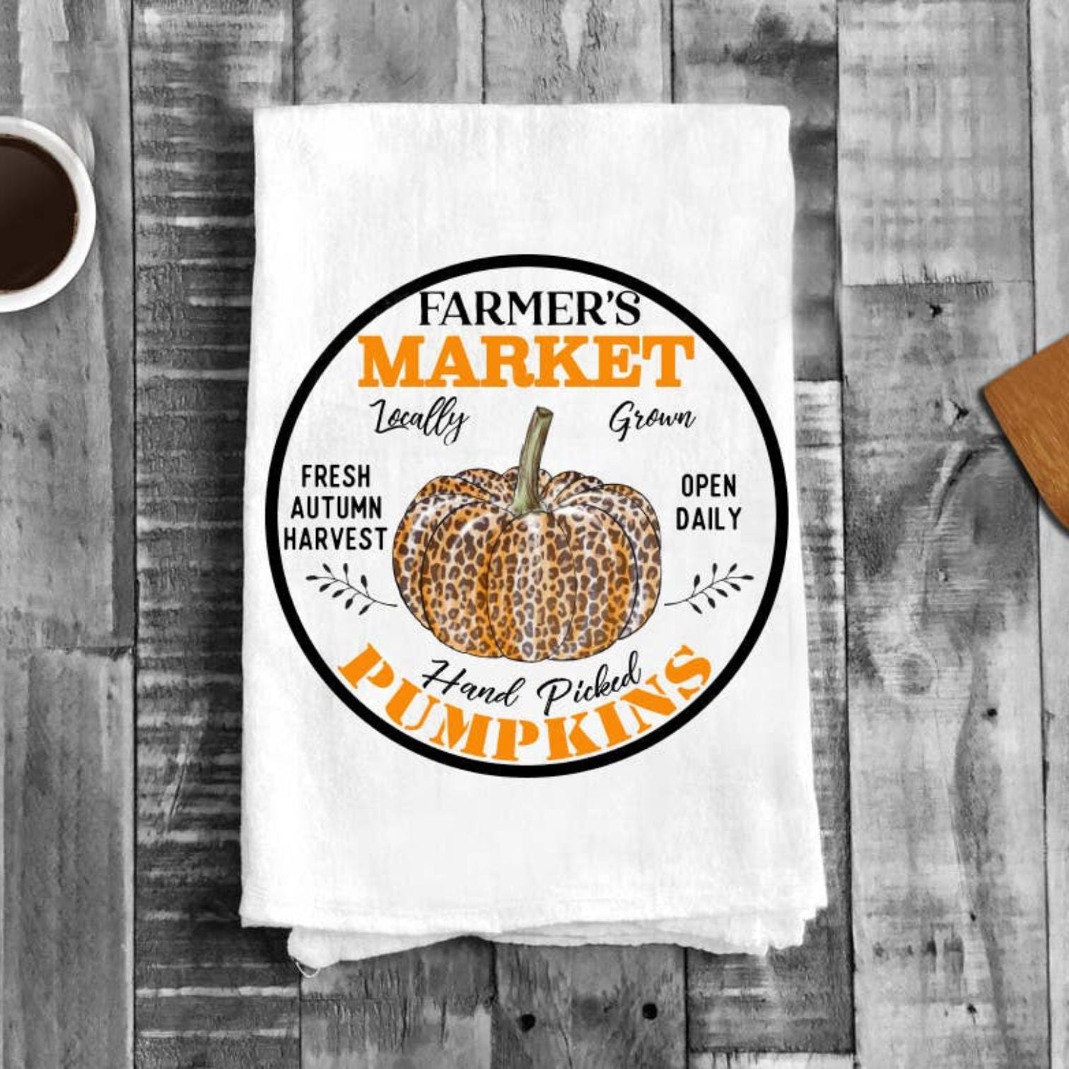 Fall Autumn Farm Leopard Pumpkin Cotton Tea Towels Kitchen