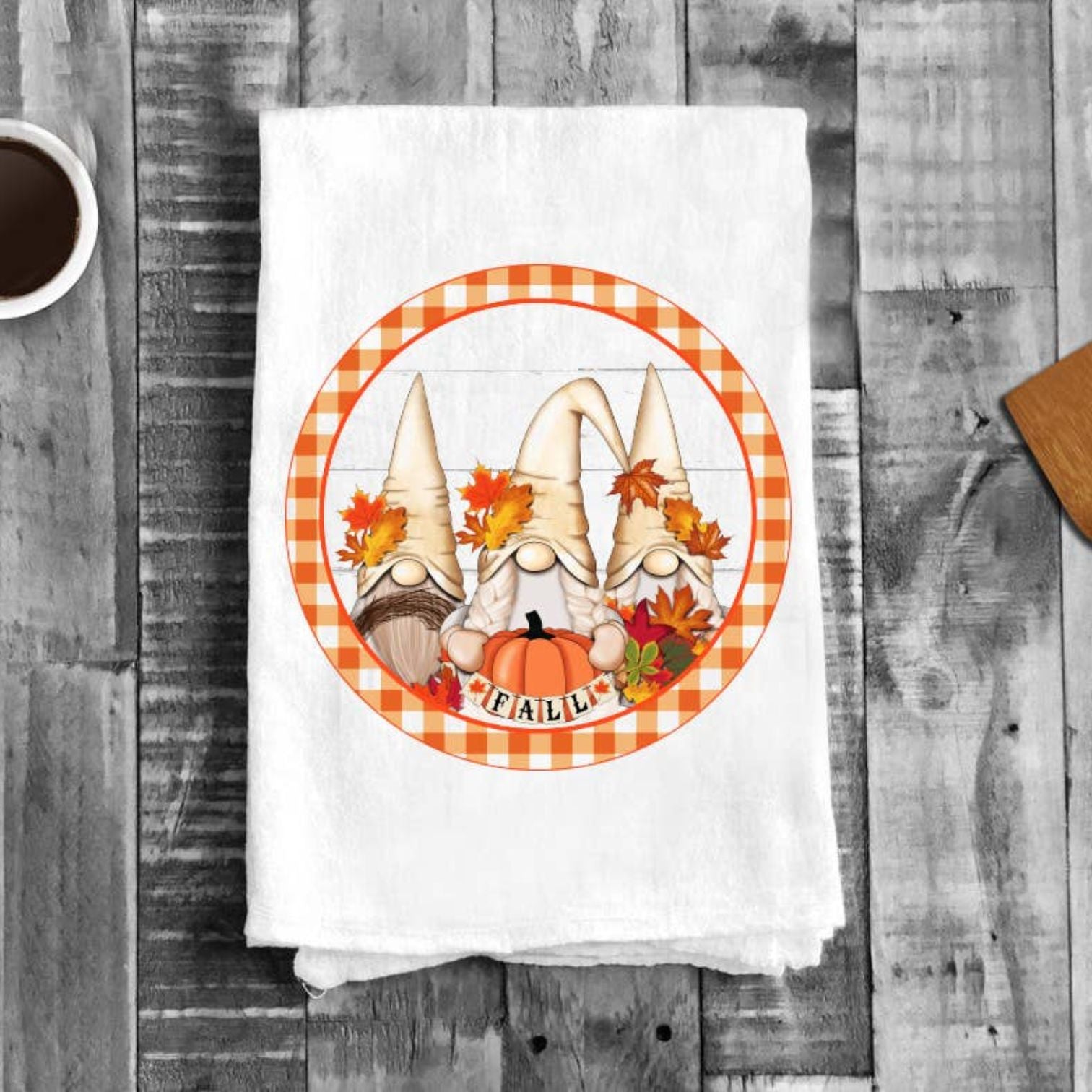 Fall Autumn Gnome Pumpkins Cotton Tea Towels Kitchen