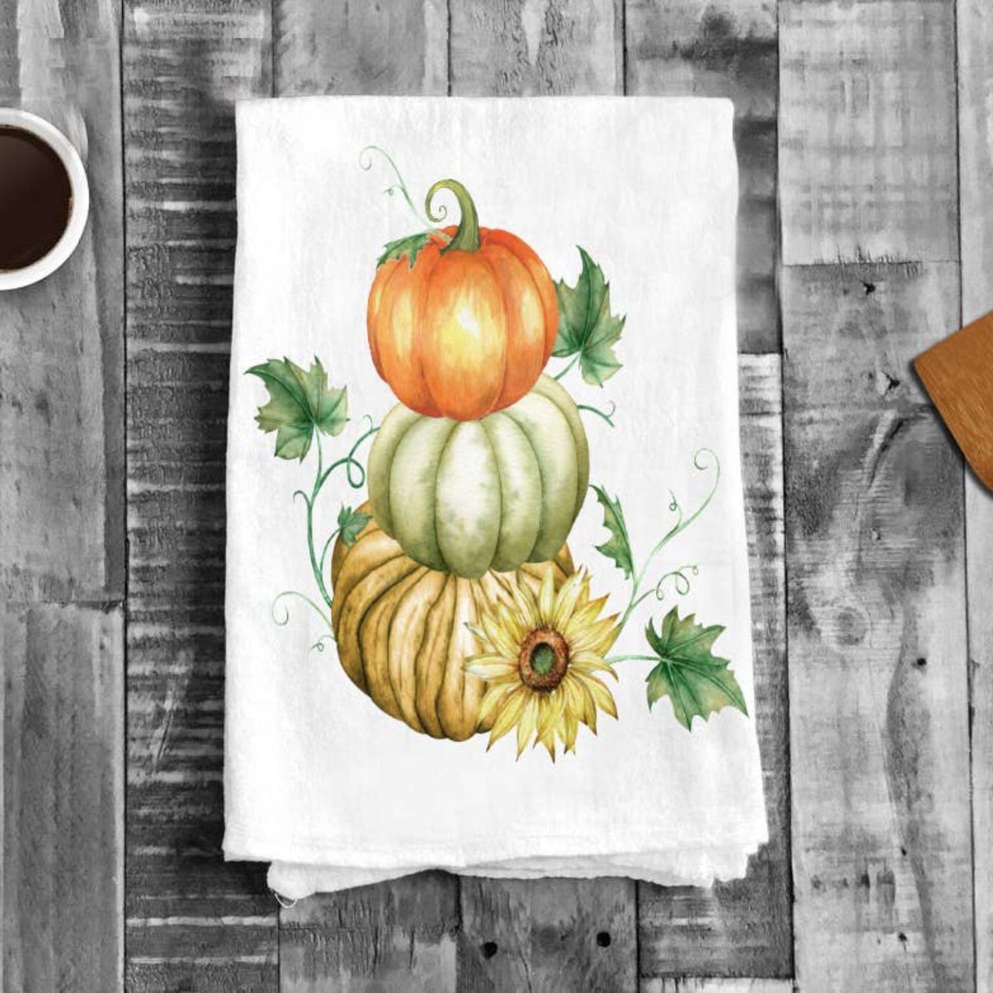 Fall Autumn Farmer Stack Pumpkin Cotton Tea Towels Kitchen