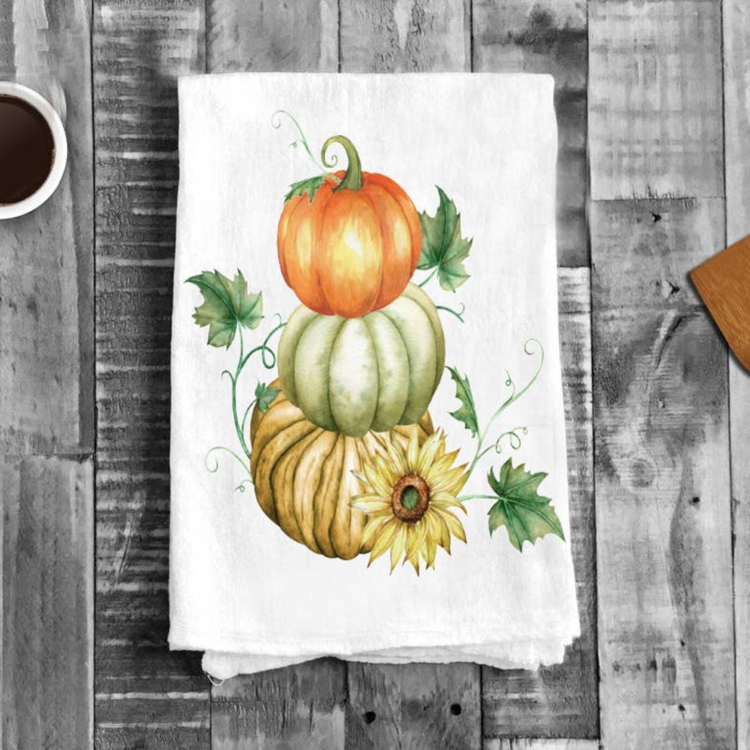 Fall Autumn Farmer Stack Pumpkin Cotton Tea Towels Kitchen