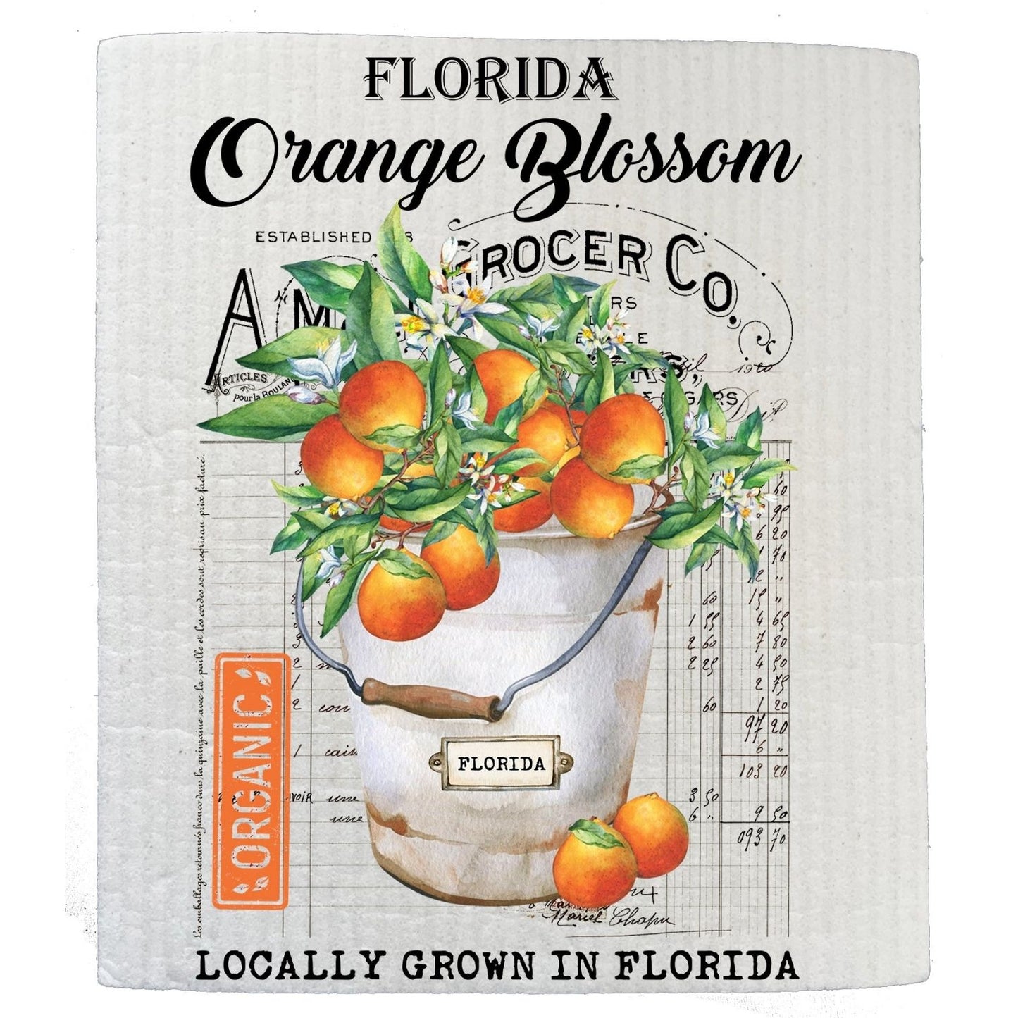 Florida State Flower Orange Blossom Souvenir Kitchen SWEDISH DISH CLOTH