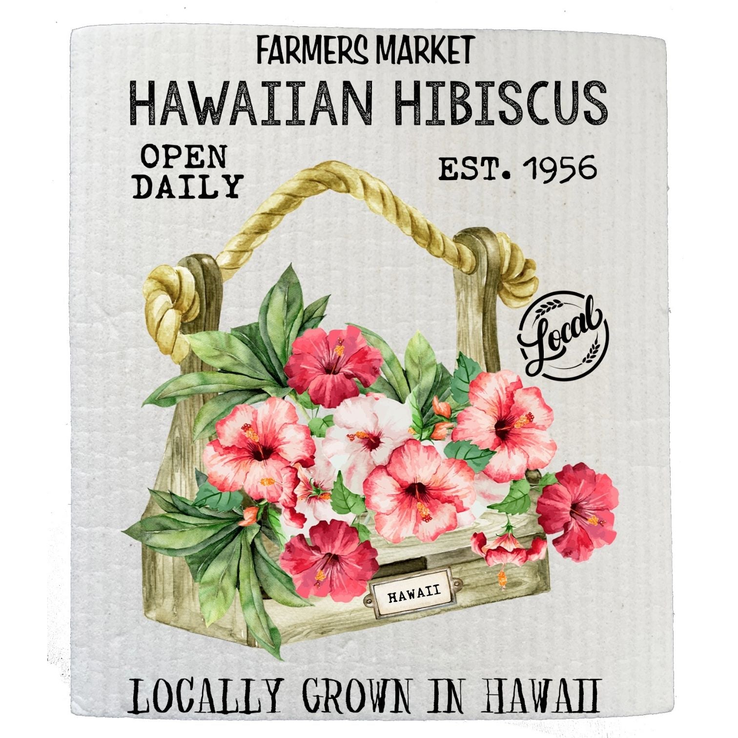 Hawaii State Flower Hibiscus Souvenir Kitchen SWEDISH DISH CLOTH | Jessy Lane
