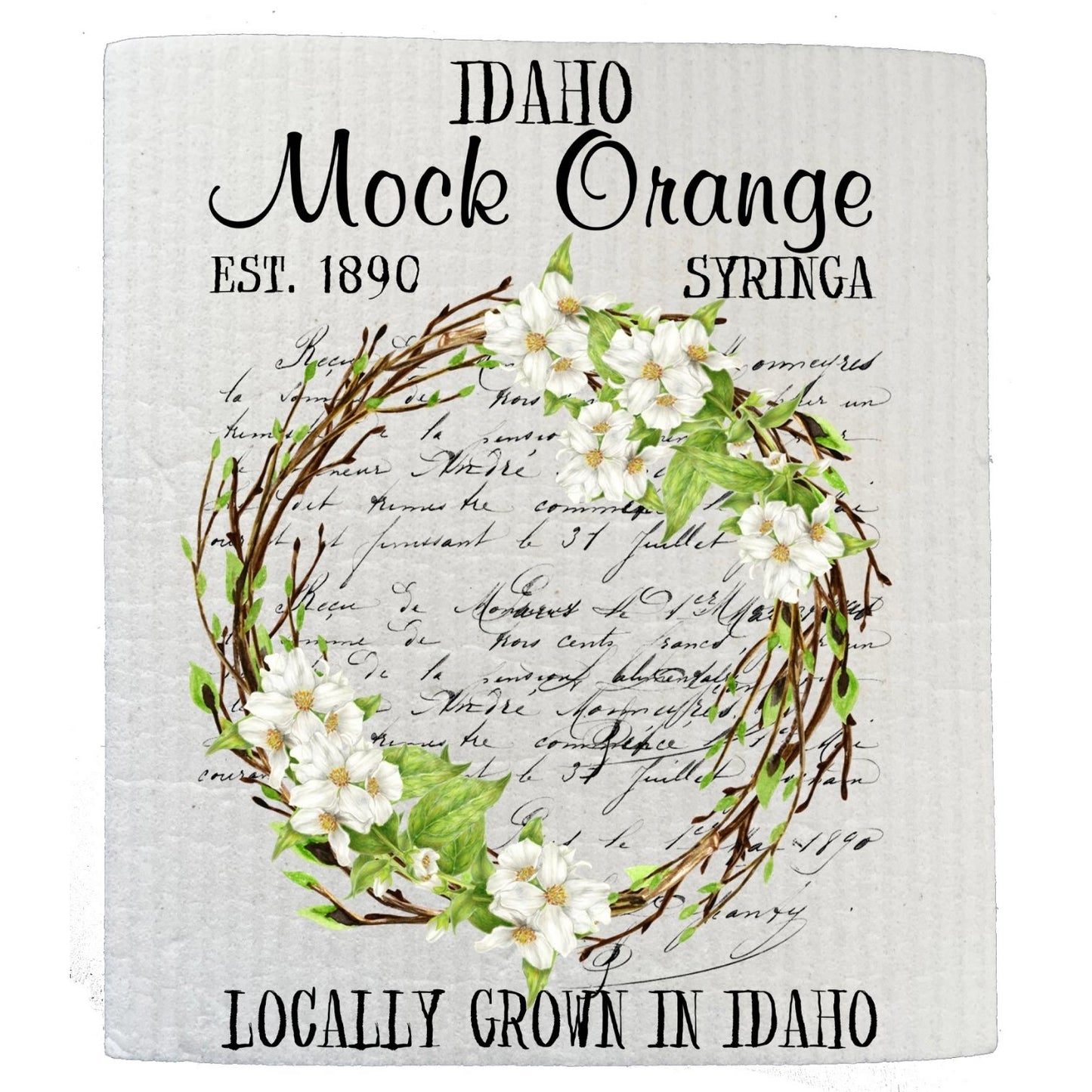 Idaho State Flower Mock Orange Syringa Souvenir SWEDISH DISH CLOTH | Jessy Lane