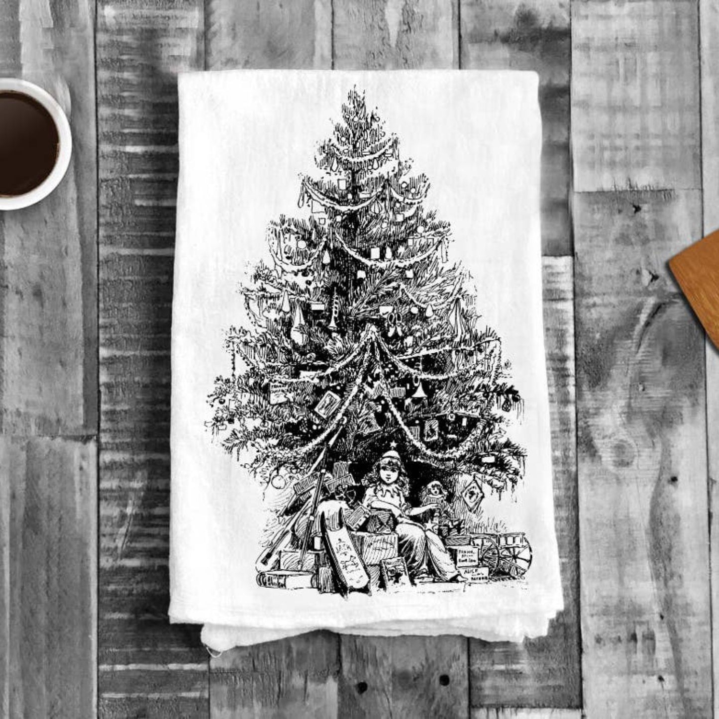 Christmas Tree Antique, Cotton Tea Towels